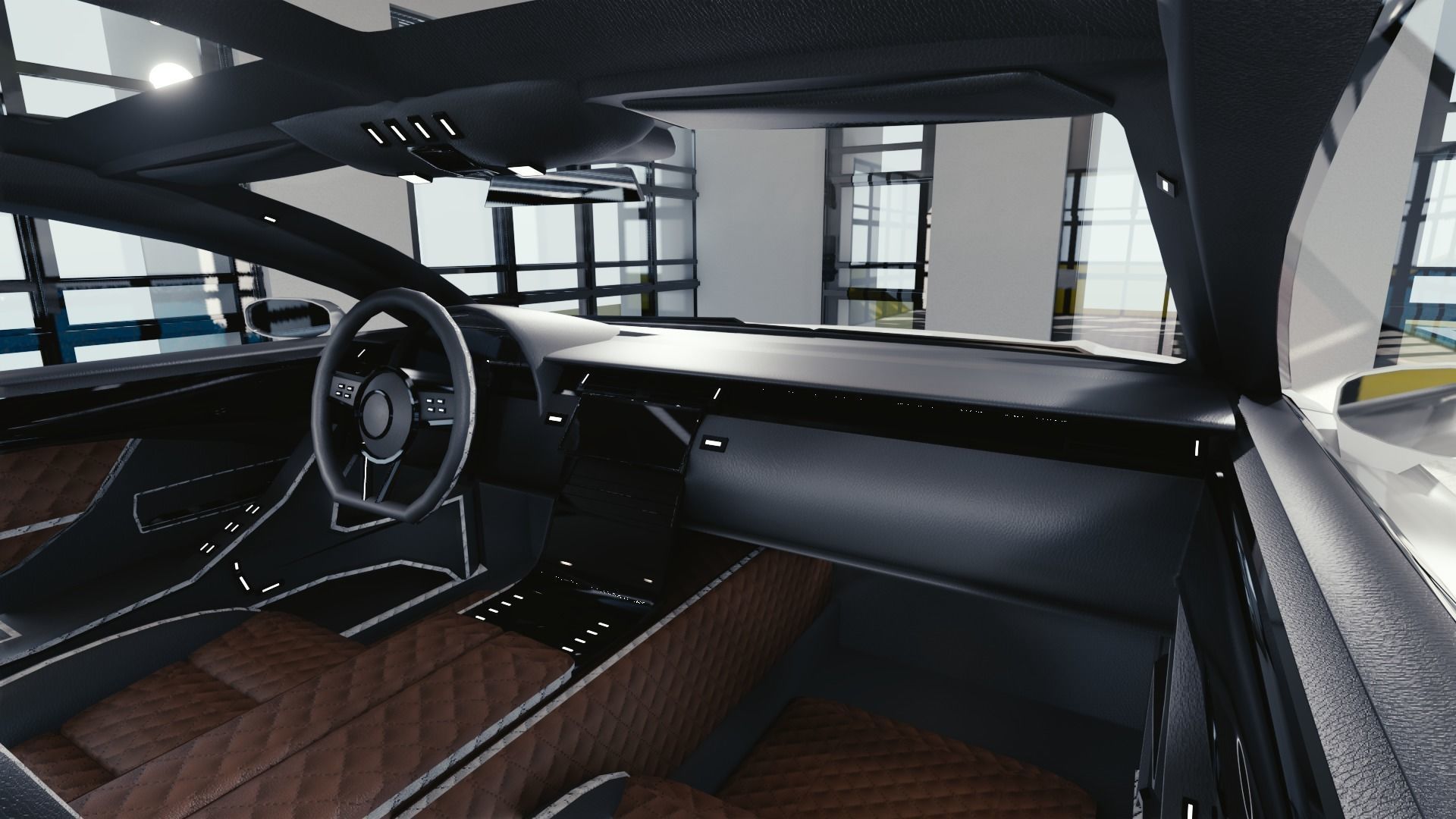 BLENDER EEVEE Brandless Mid Size 2 door shooting brake Low-poly 3D model_6