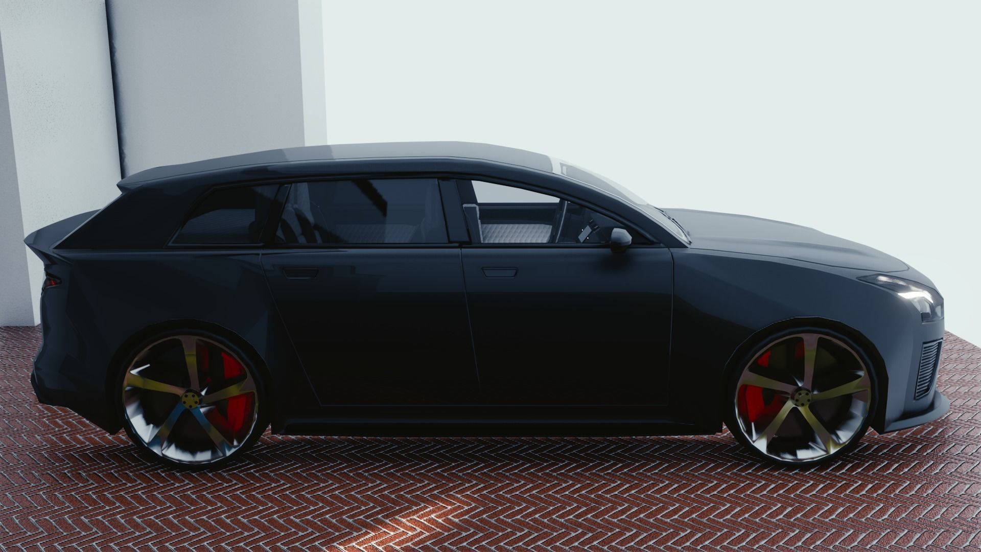 BLENDER EEVEE Brandless Mid Size 4 door suv Low-poly 3D model_1