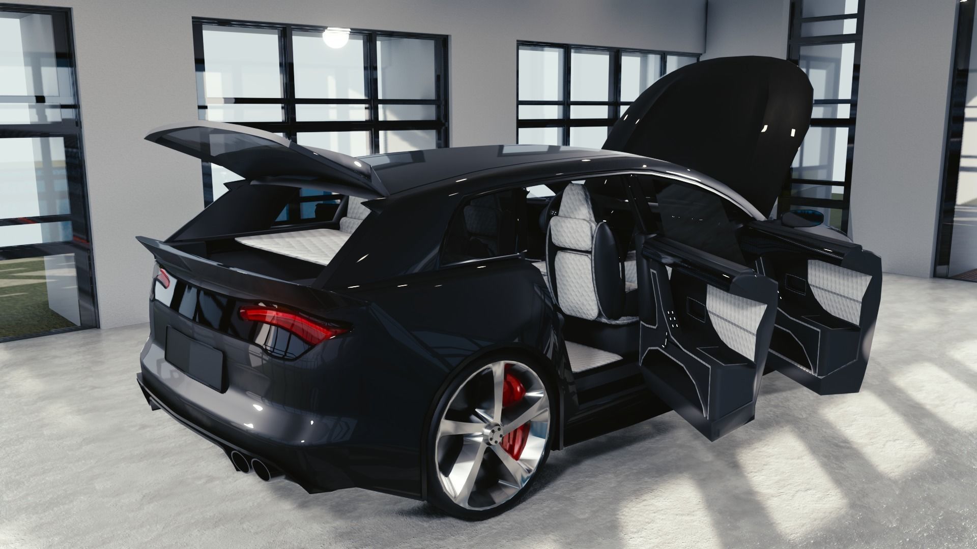 BLENDER EEVEE Brandless Mid Size 4 door suv Low-poly 3D model_12