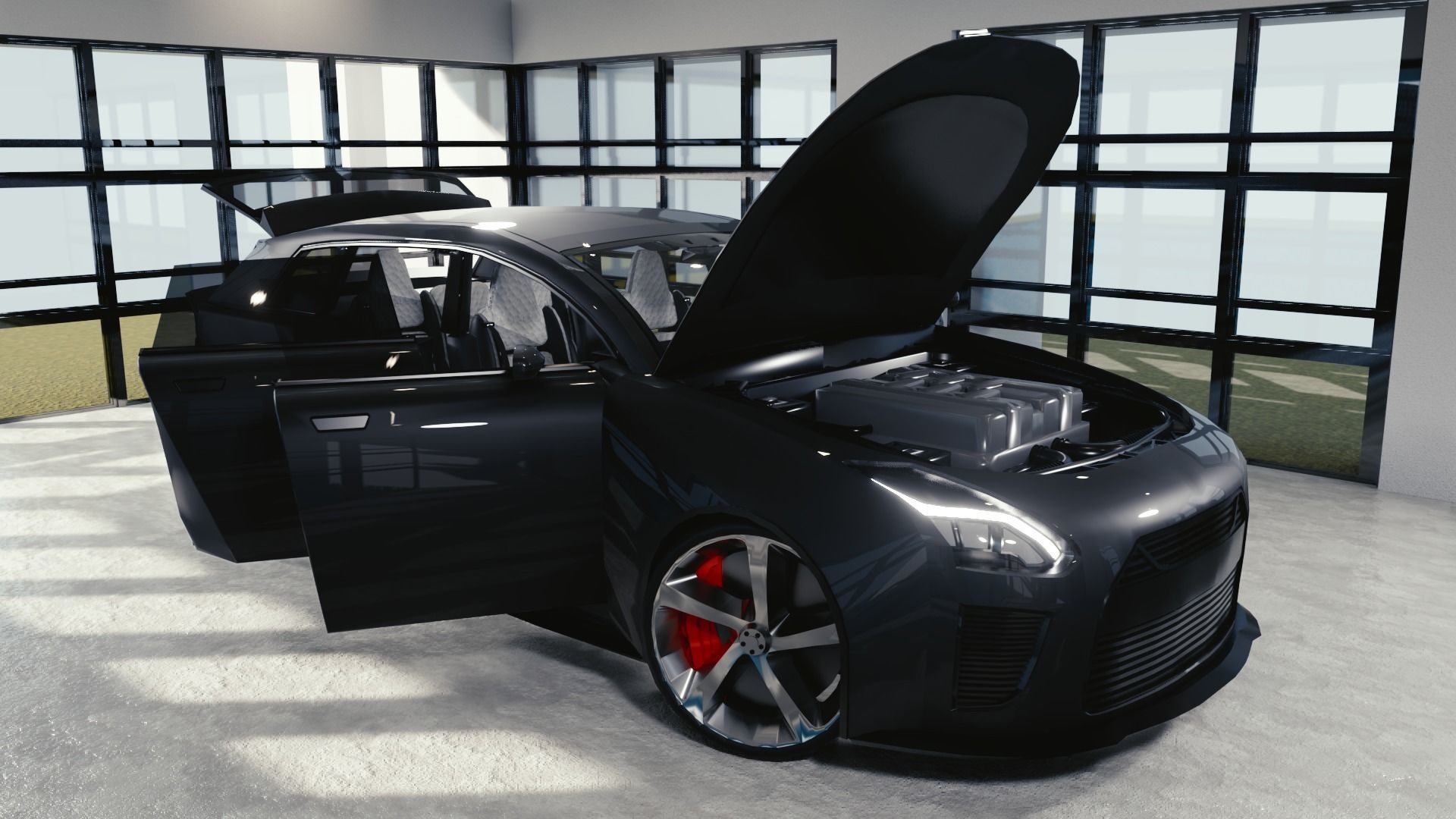 BLENDER EEVEE Brandless Mid Size 4 door suv Low-poly 3D model_10