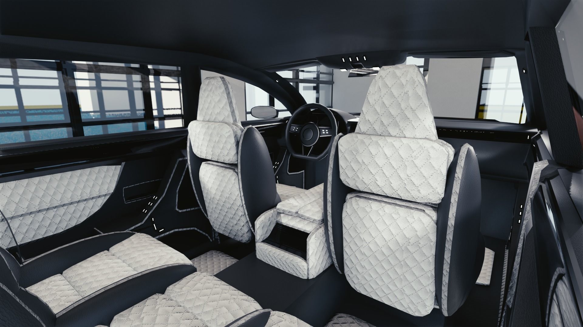 BLENDER EEVEE Brandless Mid Size 4 door suv Low-poly 3D model_8