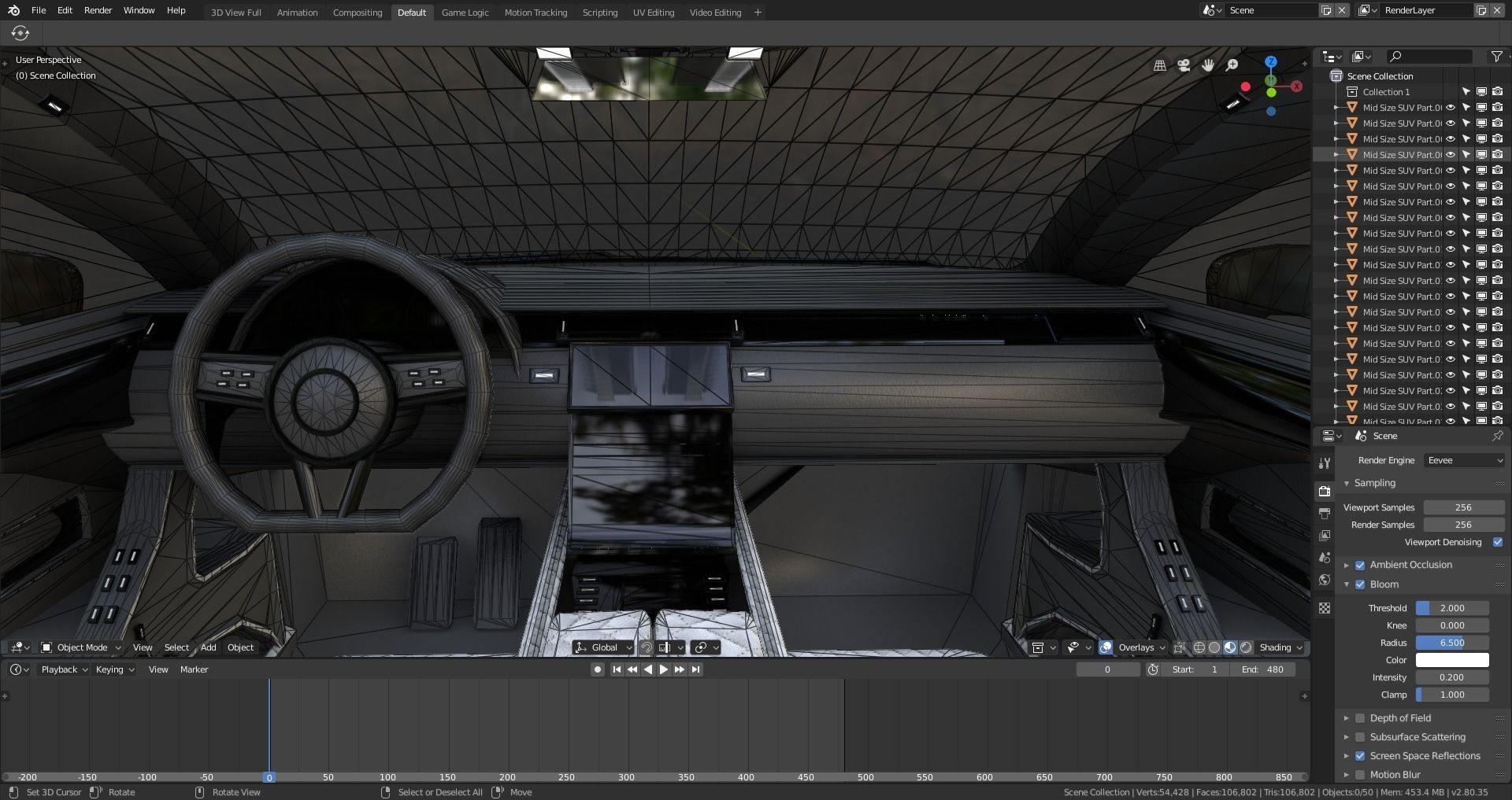 BLENDER EEVEE Brandless Mid Size 4 door suv Low-poly 3D model_14