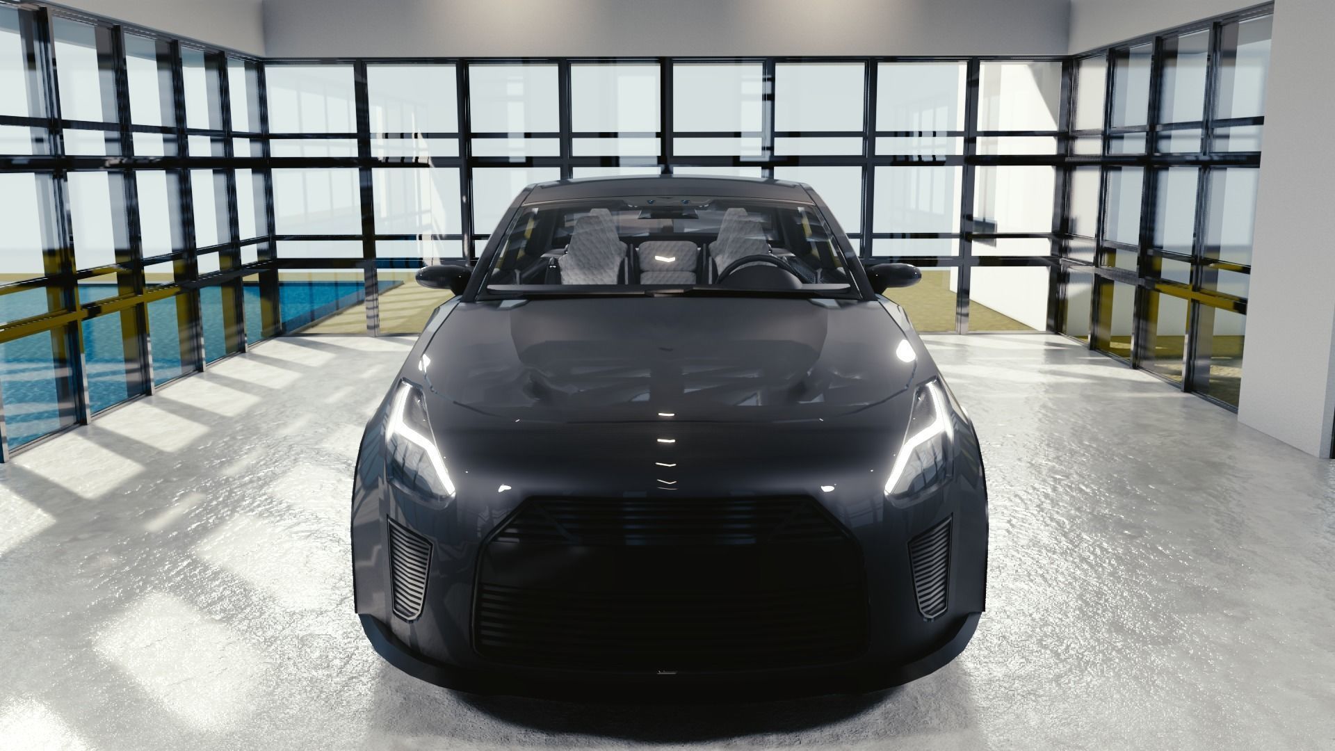 BLENDER EEVEE Brandless Mid Size 4 door suv Low-poly 3D model_4