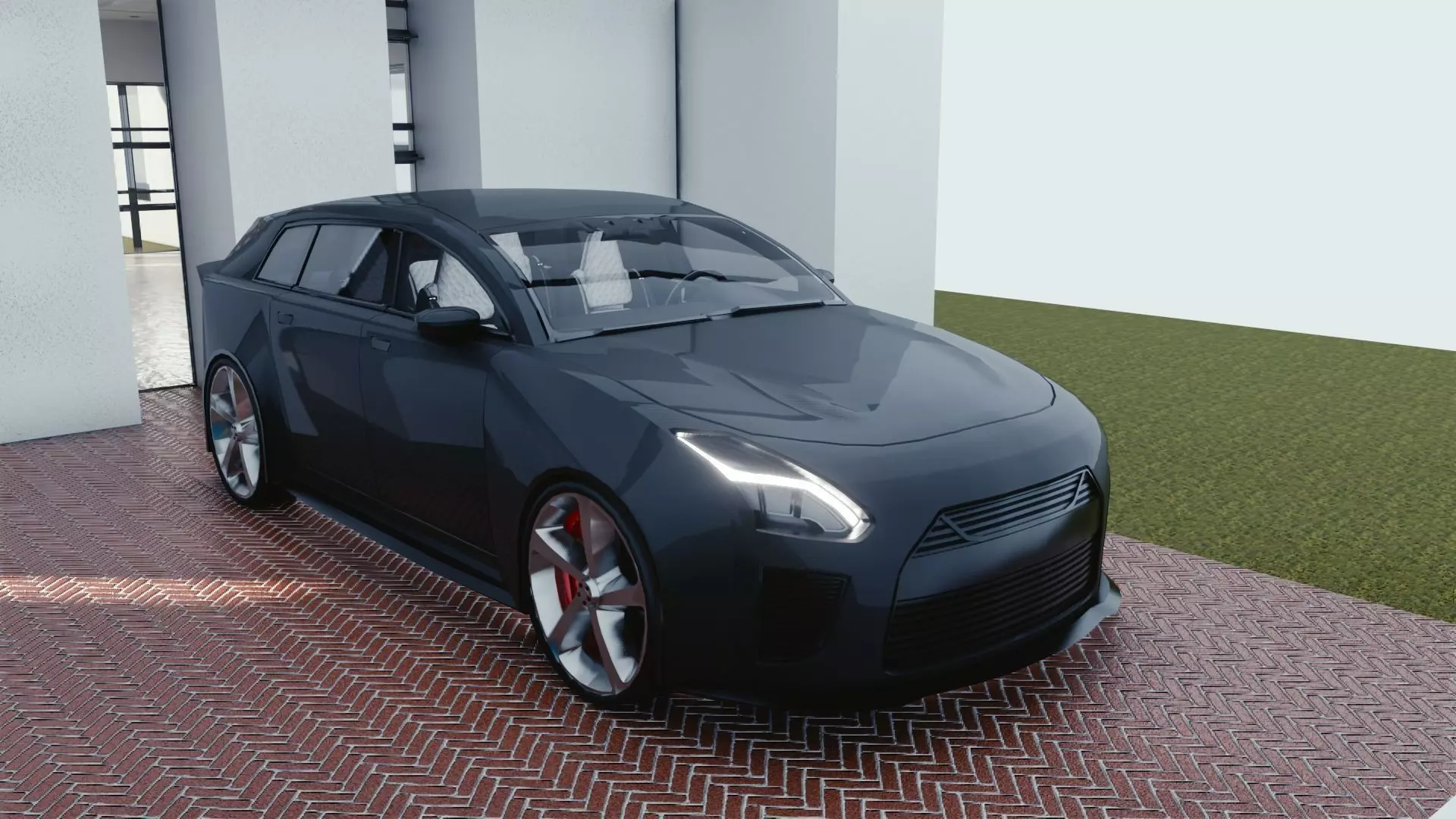 BLENDER EEVEE Brandless Mid Size 4 door suv Low-poly 3D model_0