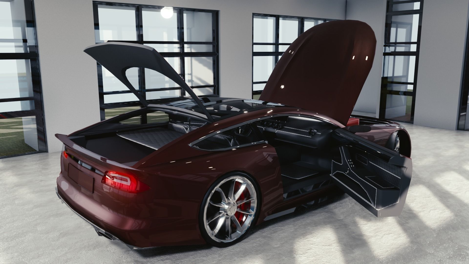 BLENDER EEVEE Brandless Sports GT coupe Low-poly 3D model_9