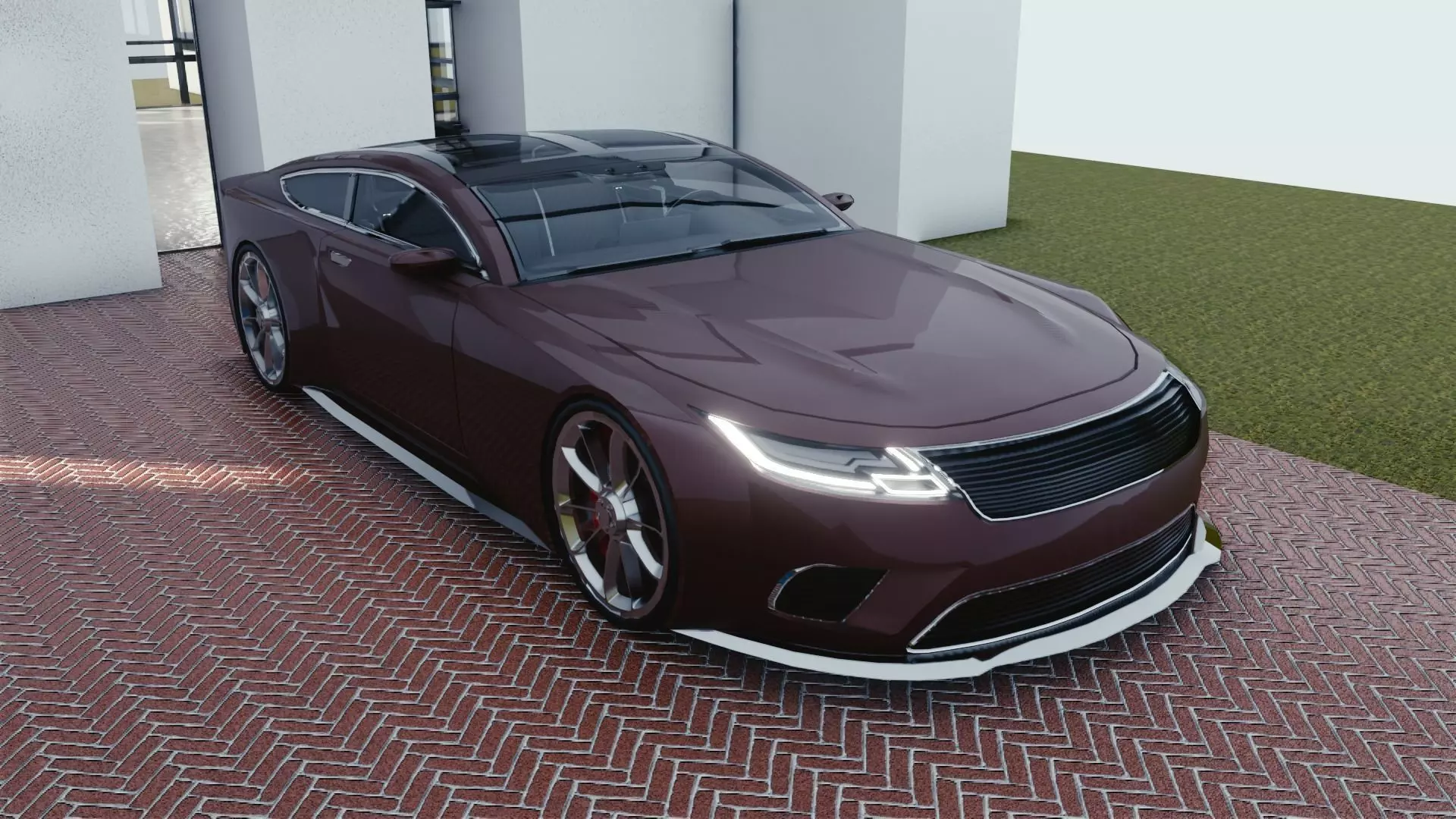 BLENDER EEVEE Brandless Sports GT coupe Low-poly 3D model_0