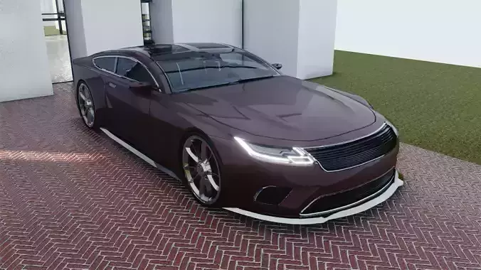 BLENDER EEVEE Brandless Sports GT coupe Low-poly 3D model