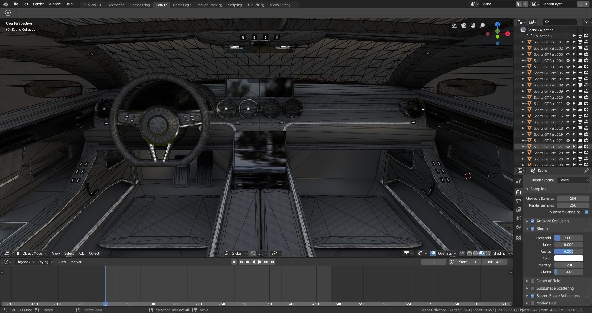 BLENDER EEVEE Brandless Sports GT coupe Low-poly 3D model_12