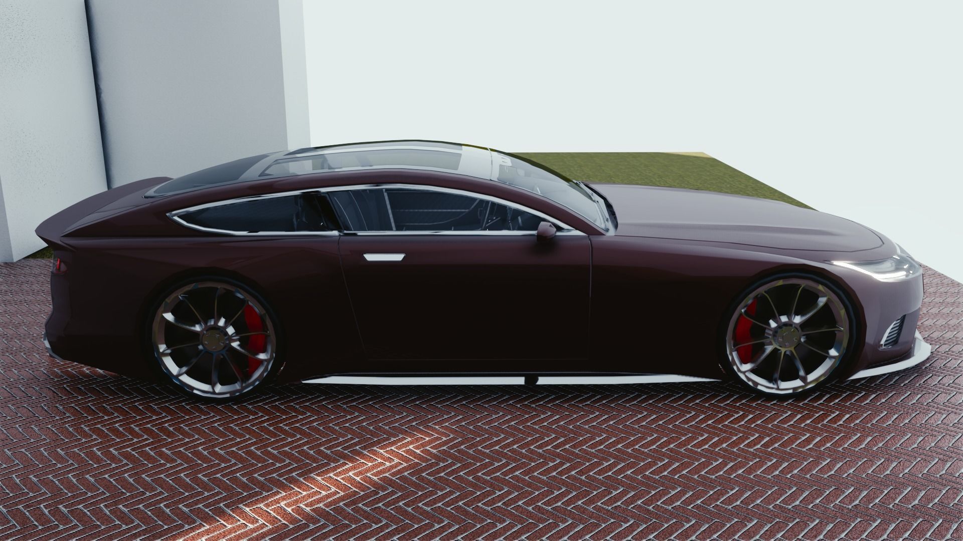 BLENDER EEVEE Brandless Sports GT coupe Low-poly 3D model_1