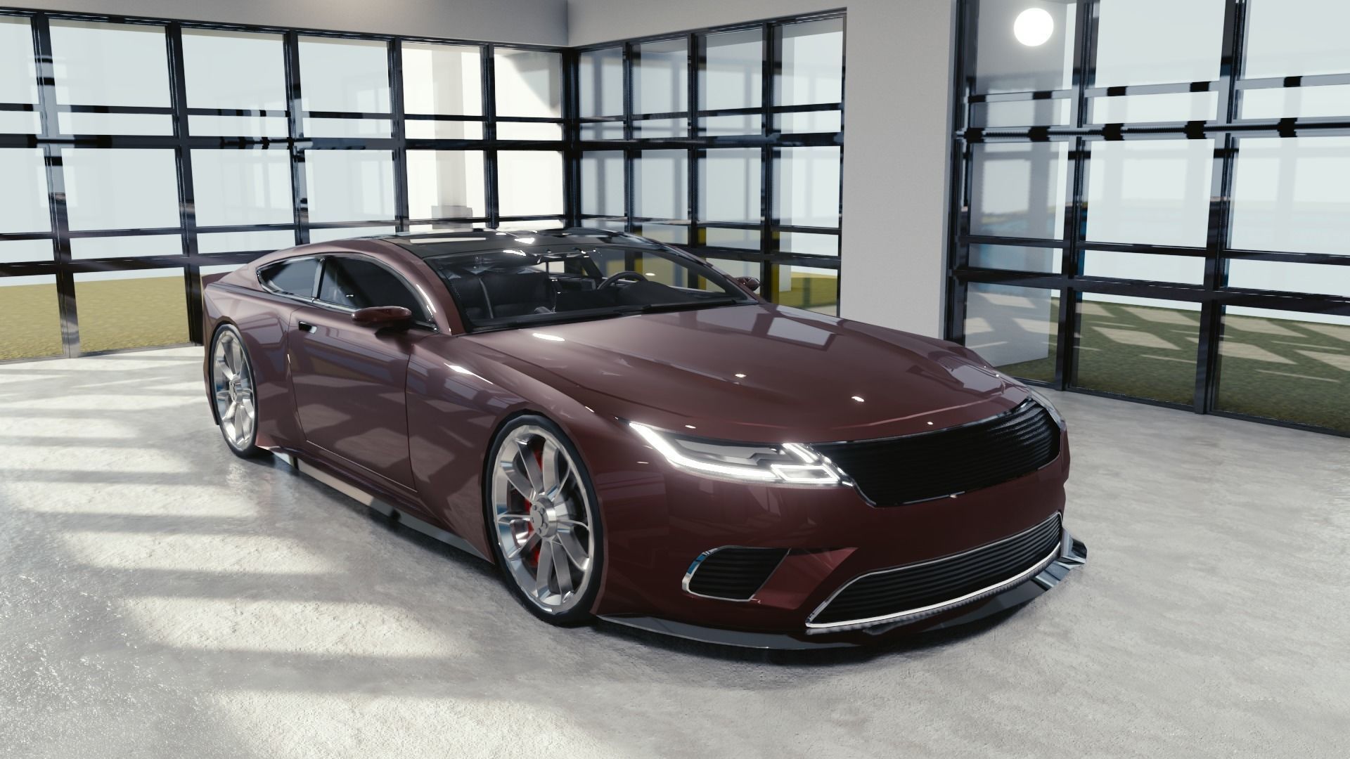 BLENDER EEVEE Brandless Sports GT coupe Low-poly 3D model_2