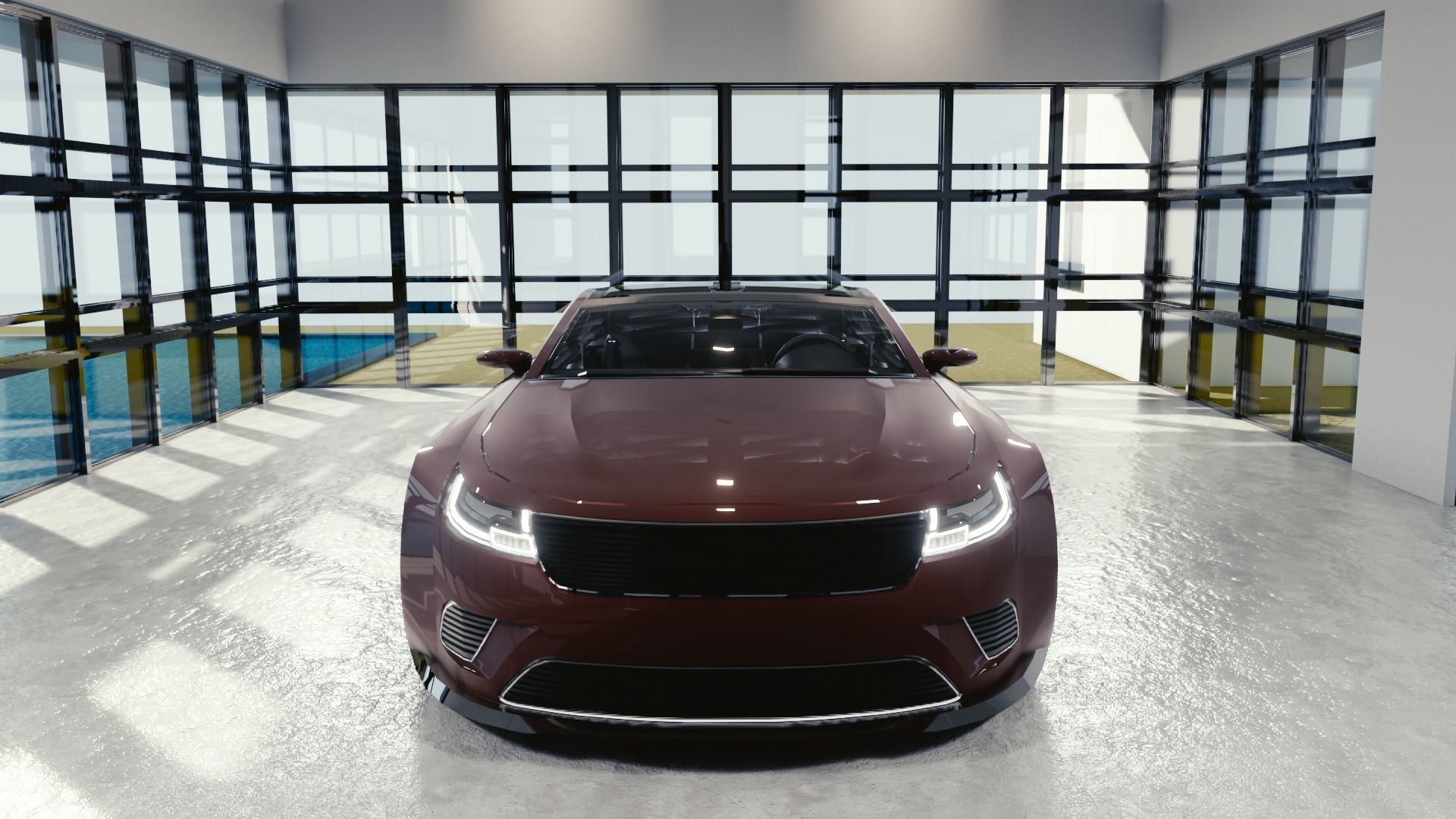 BLENDER EEVEE Brandless Sports GT coupe Low-poly 3D model_4