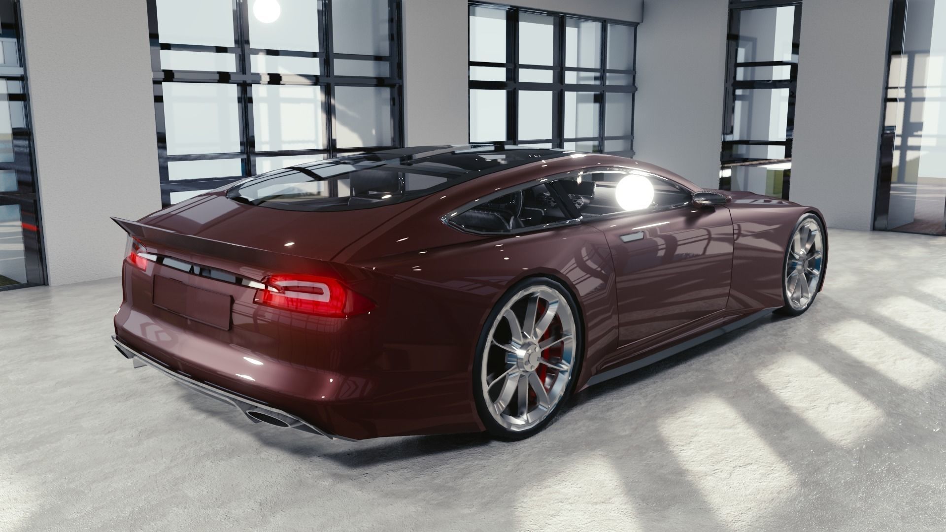 BLENDER EEVEE Brandless Sports GT coupe Low-poly 3D model_3