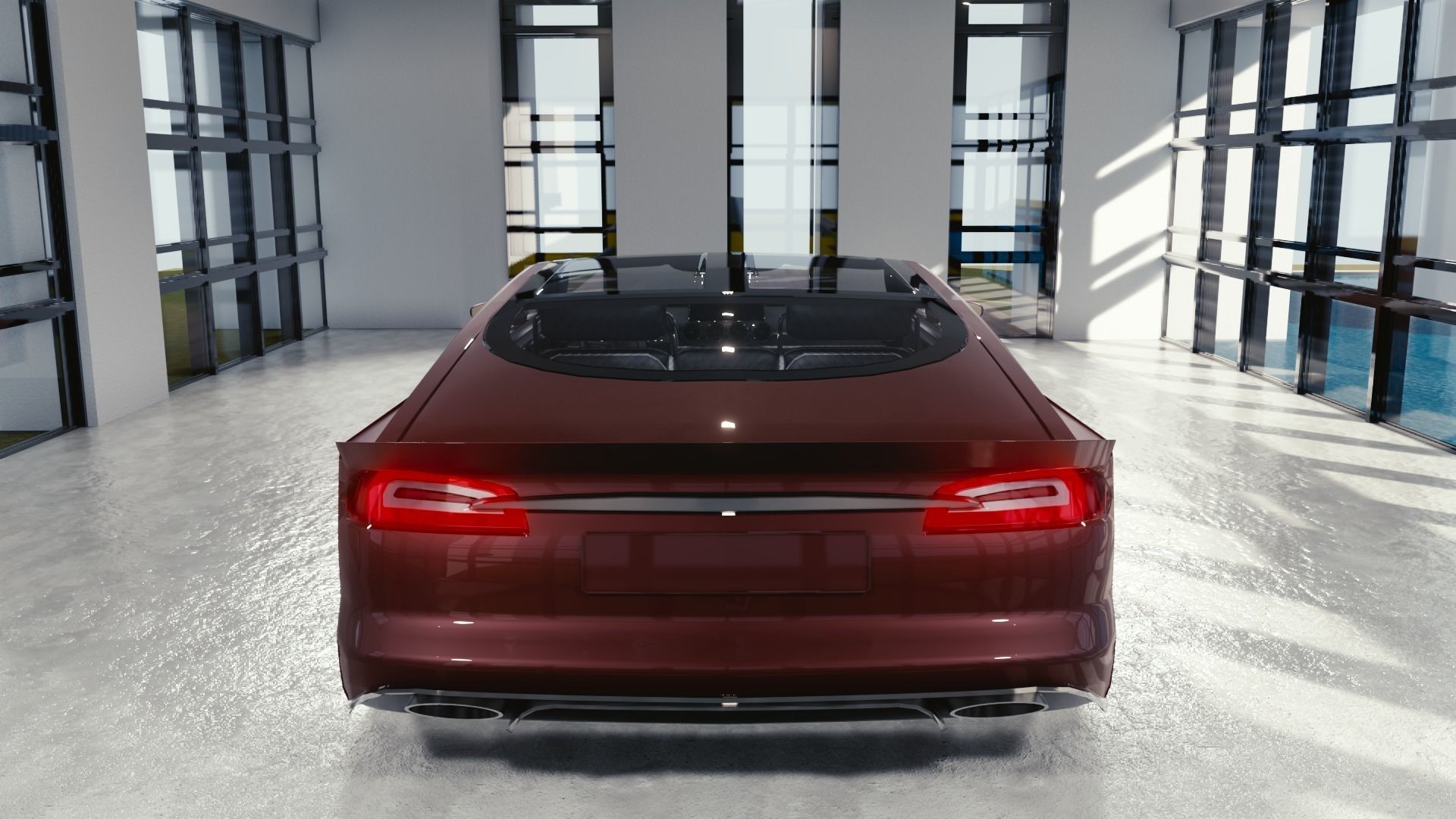 BLENDER EEVEE Brandless Sports GT coupe Low-poly 3D model_5