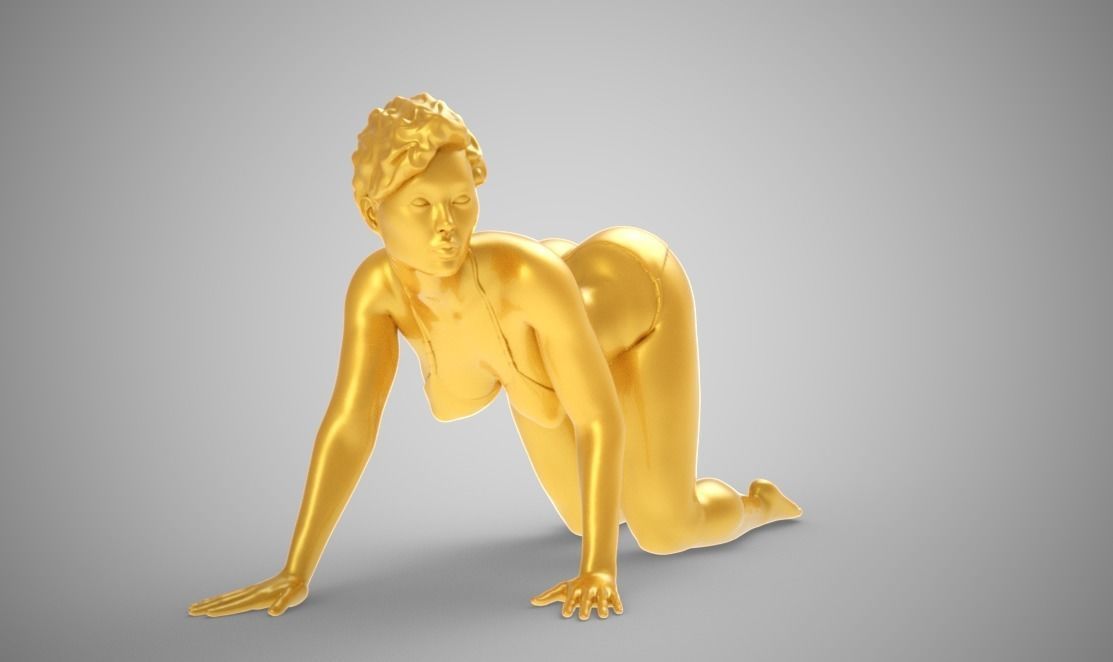 Woman Moveing on Hands and Knees 3D print model_5
