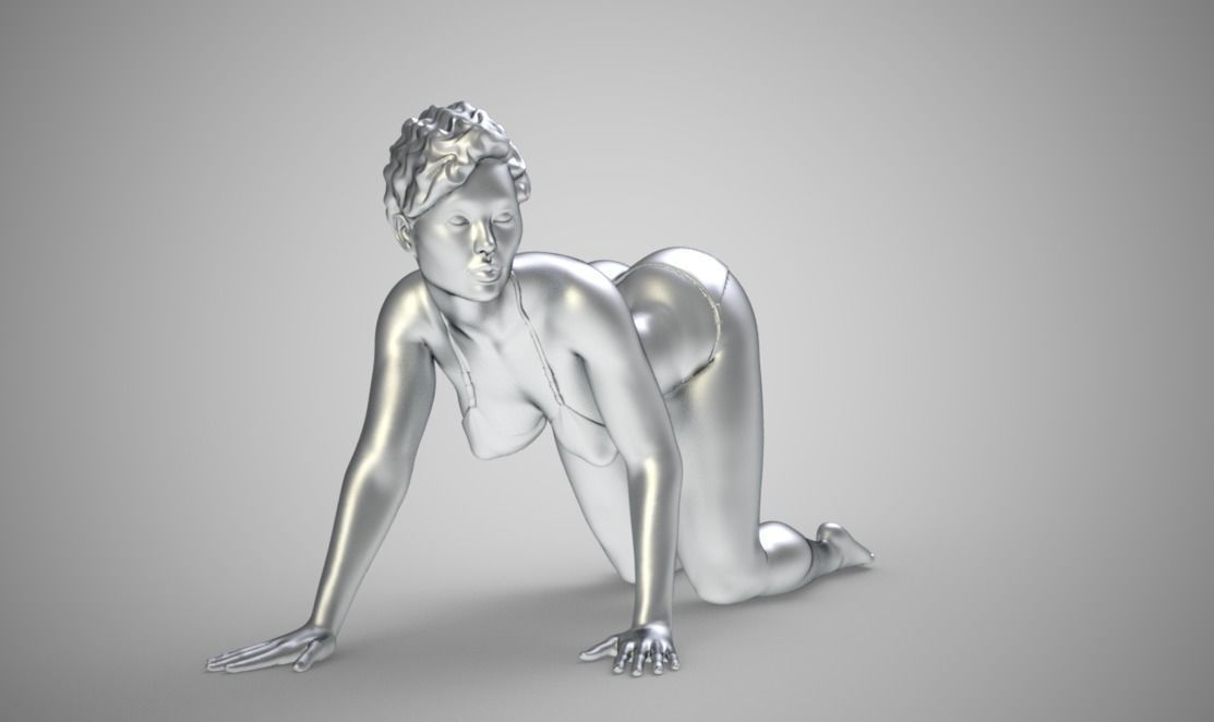 Woman Moveing on Hands and Knees 3D print model_6