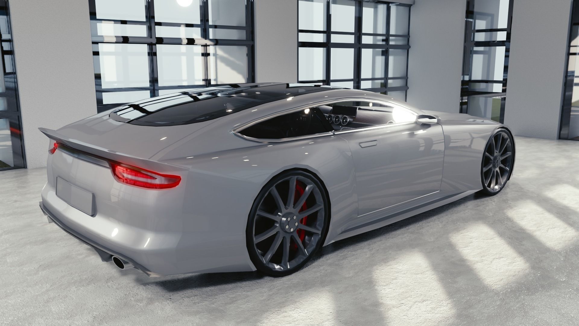 BLENDER EEVEE Brandless Sports GT coupe Low-poly 3D model_3