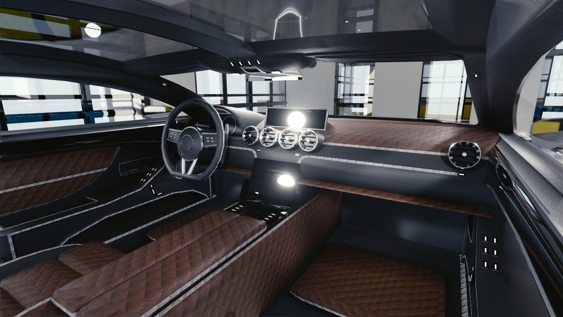 BLENDER EEVEE Brandless Sports GT coupe Low-poly 3D model_6