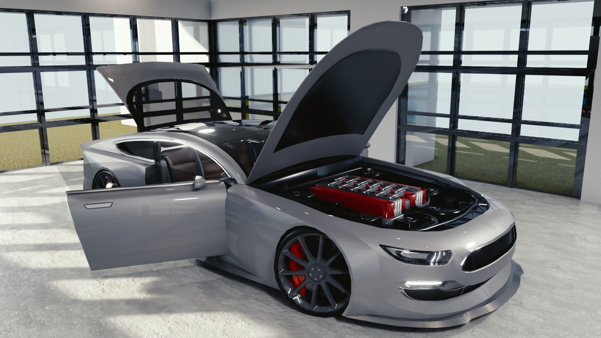 BLENDER EEVEE Brandless Sports GT coupe Low-poly 3D model_8