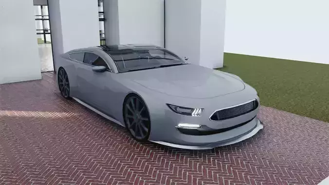 BLENDER EEVEE Brandless Sports GT coupe Low-poly 3D model