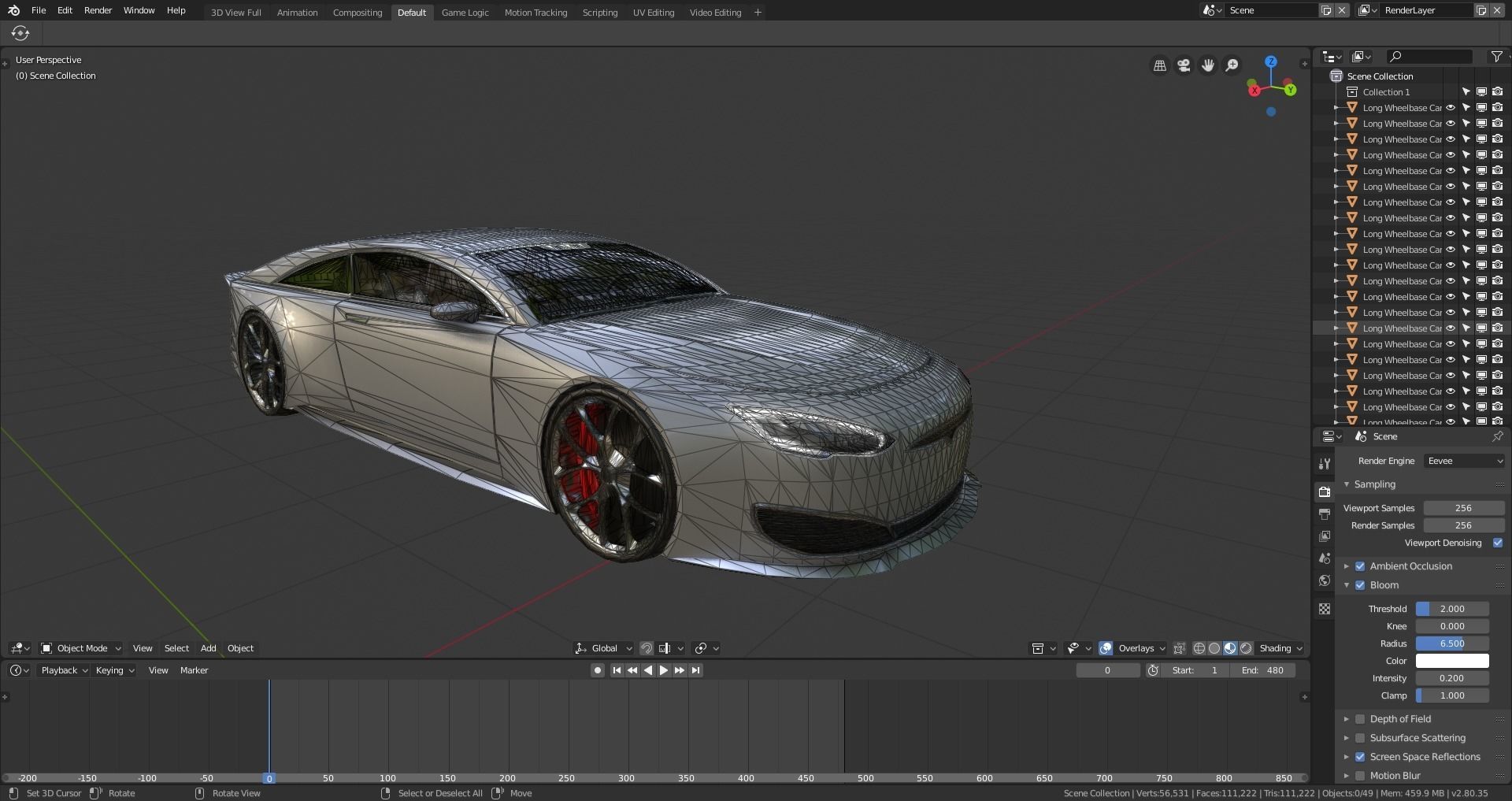 BLENDER EEVEE Brandless Extended Wheelbase 2 door coupe Low-poly 3D model_12