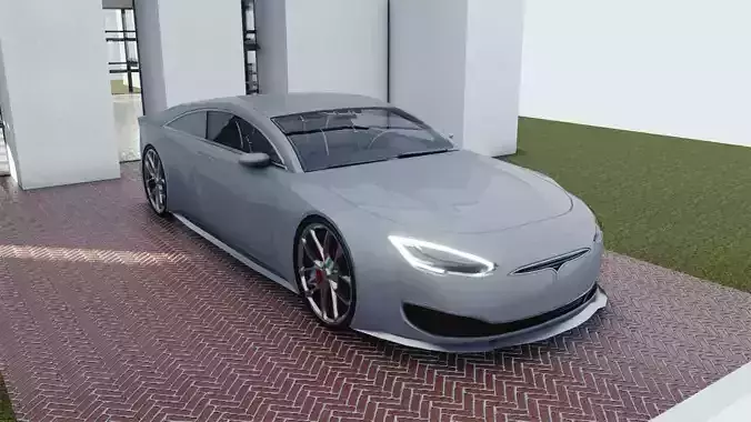 BLENDER EEVEE Brandless Extended Wheelbase 2 door coupe Low-poly 3D model