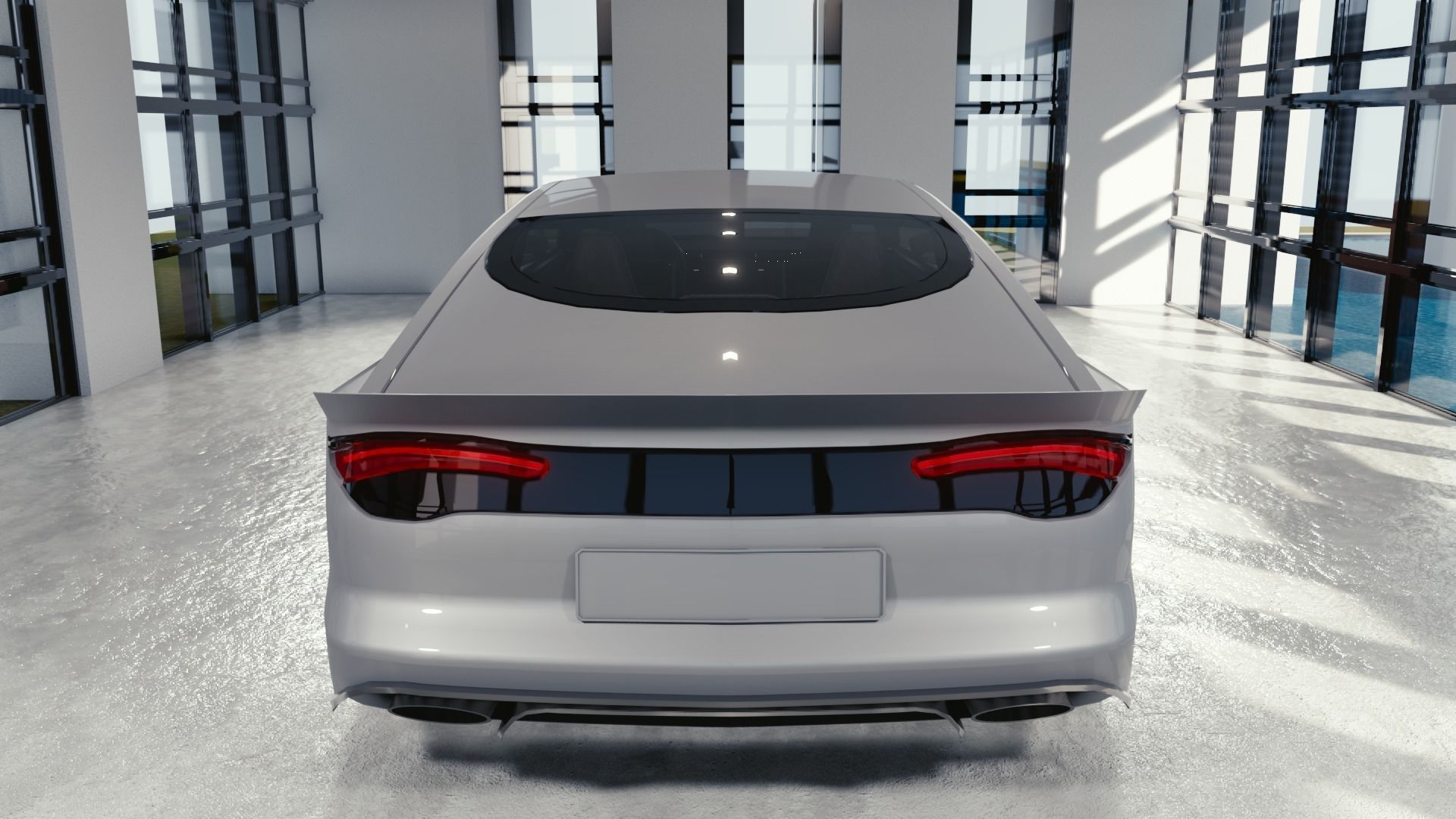 BLENDER EEVEE Brandless Extended Wheelbase 2 door coupe Low-poly 3D model_4