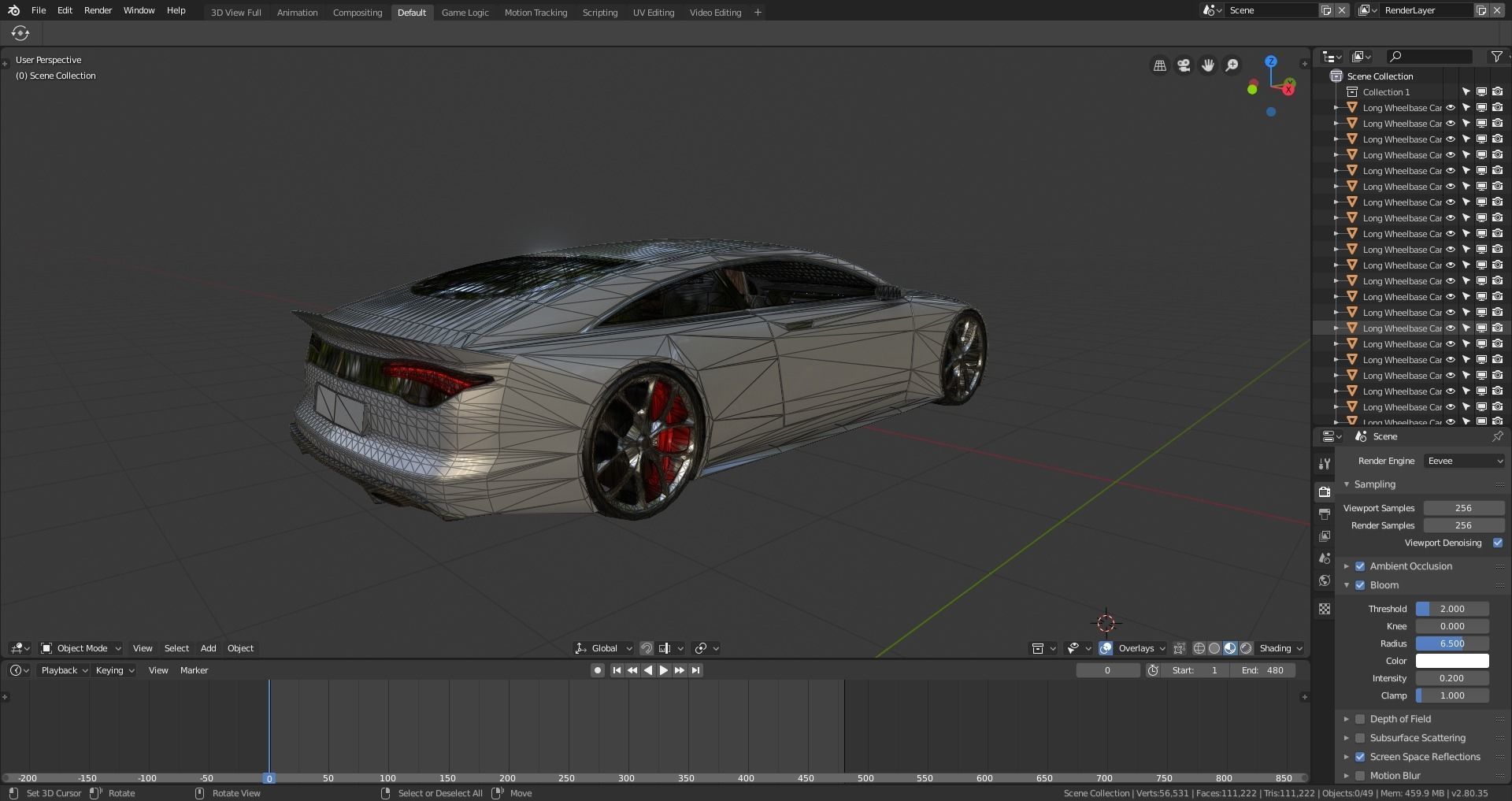 BLENDER EEVEE Brandless Extended Wheelbase 2 door coupe Low-poly 3D model_13