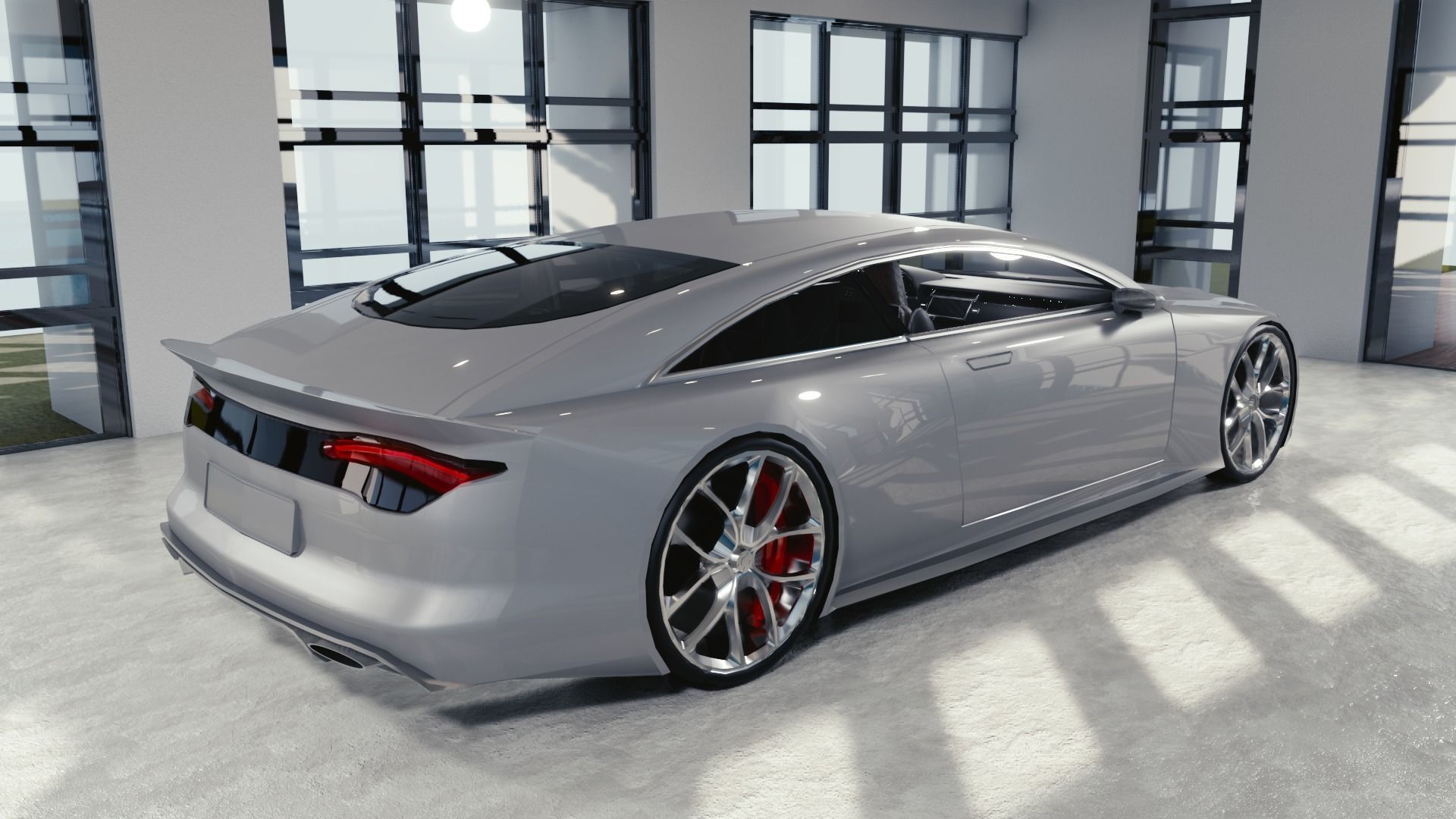 BLENDER EEVEE Brandless Extended Wheelbase 2 door coupe Low-poly 3D model_2