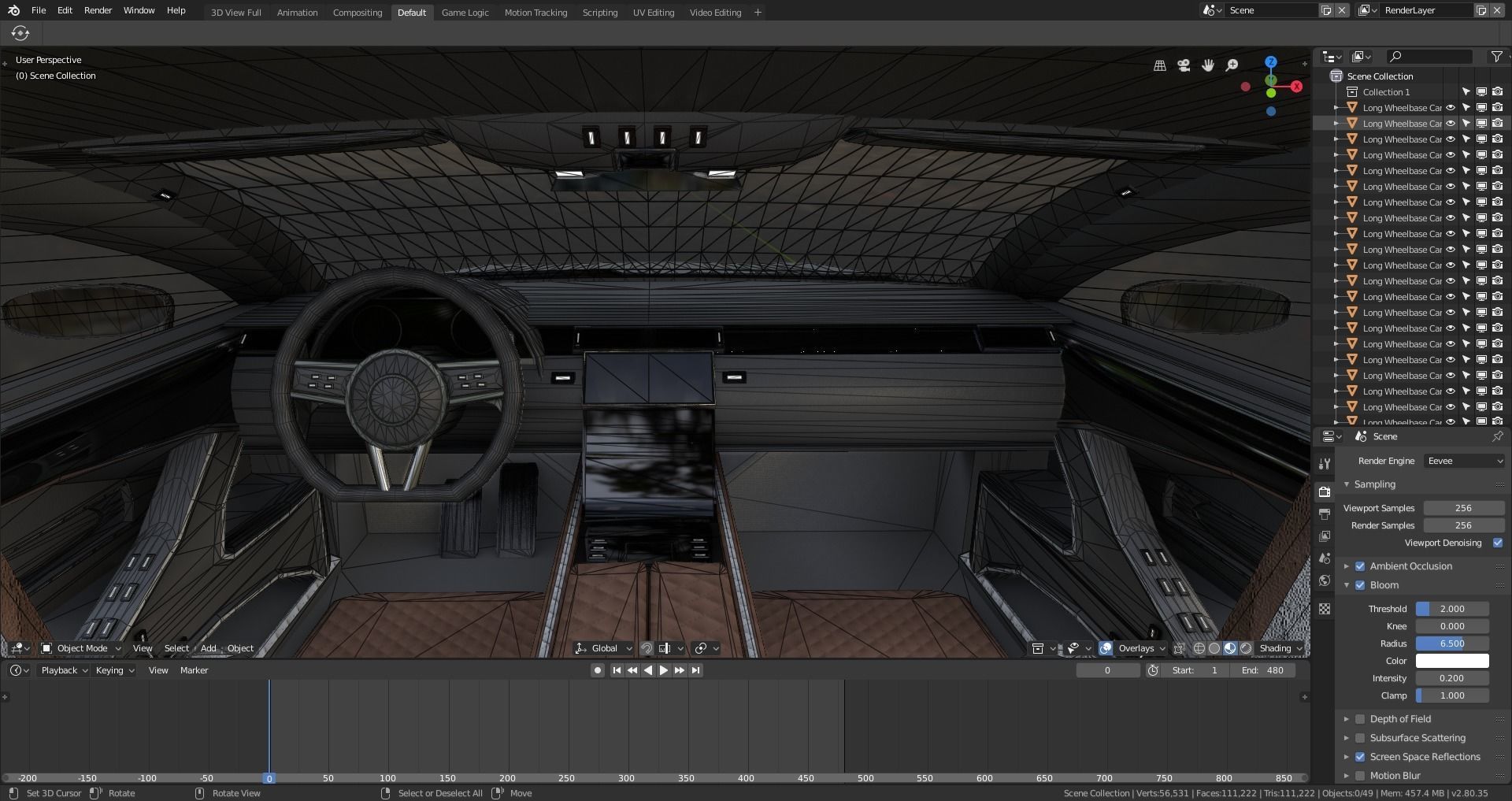 BLENDER EEVEE Brandless Extended Wheelbase 2 door coupe Low-poly 3D model_14