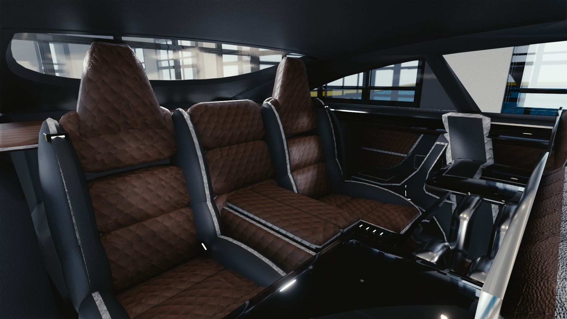 BLENDER EEVEE Brandless Extended Wheelbase 2 door coupe Low-poly 3D model_9