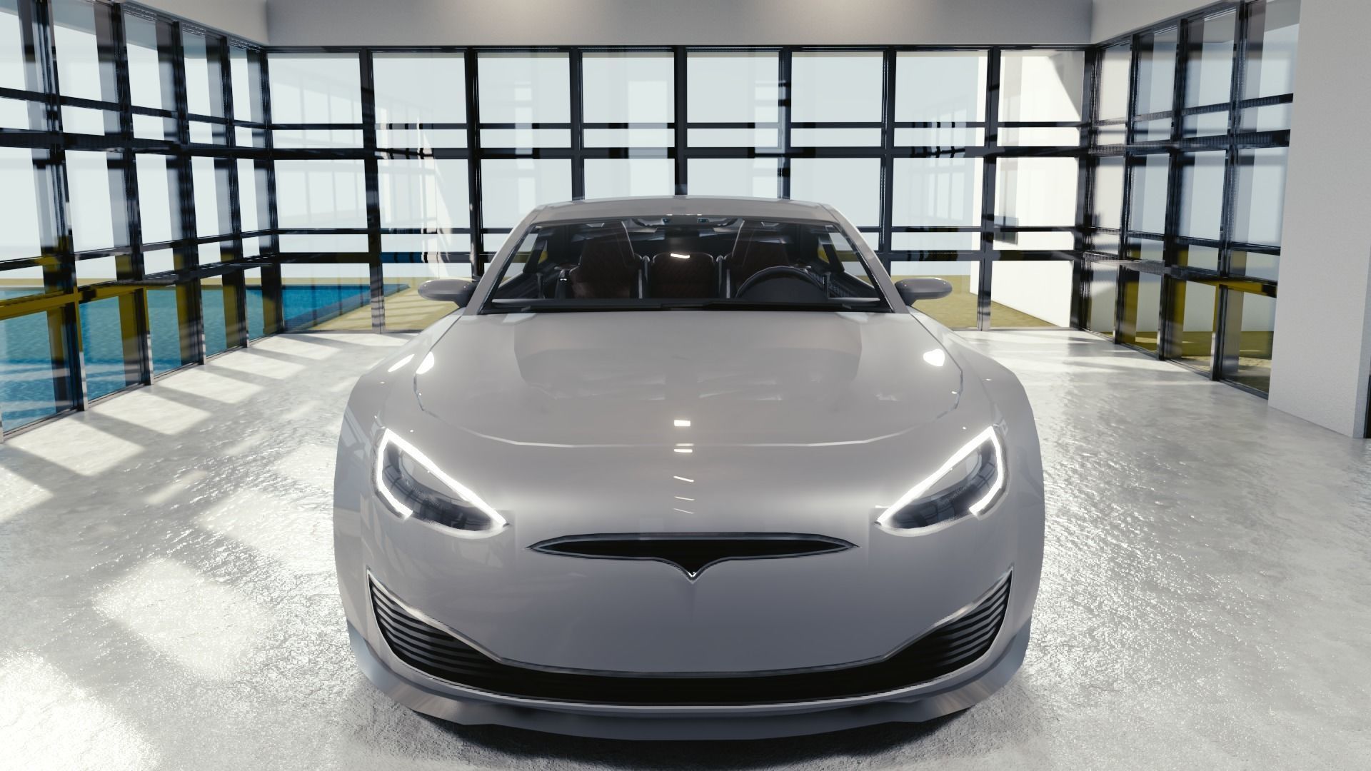 BLENDER EEVEE Brandless Extended Wheelbase 2 door coupe Low-poly 3D model_5