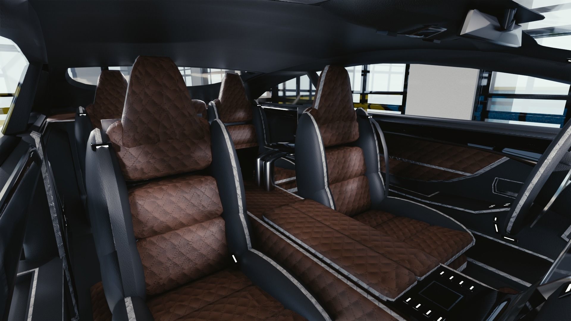 BLENDER EEVEE Brandless Extended Wheelbase 2 door coupe Low-poly 3D model_7