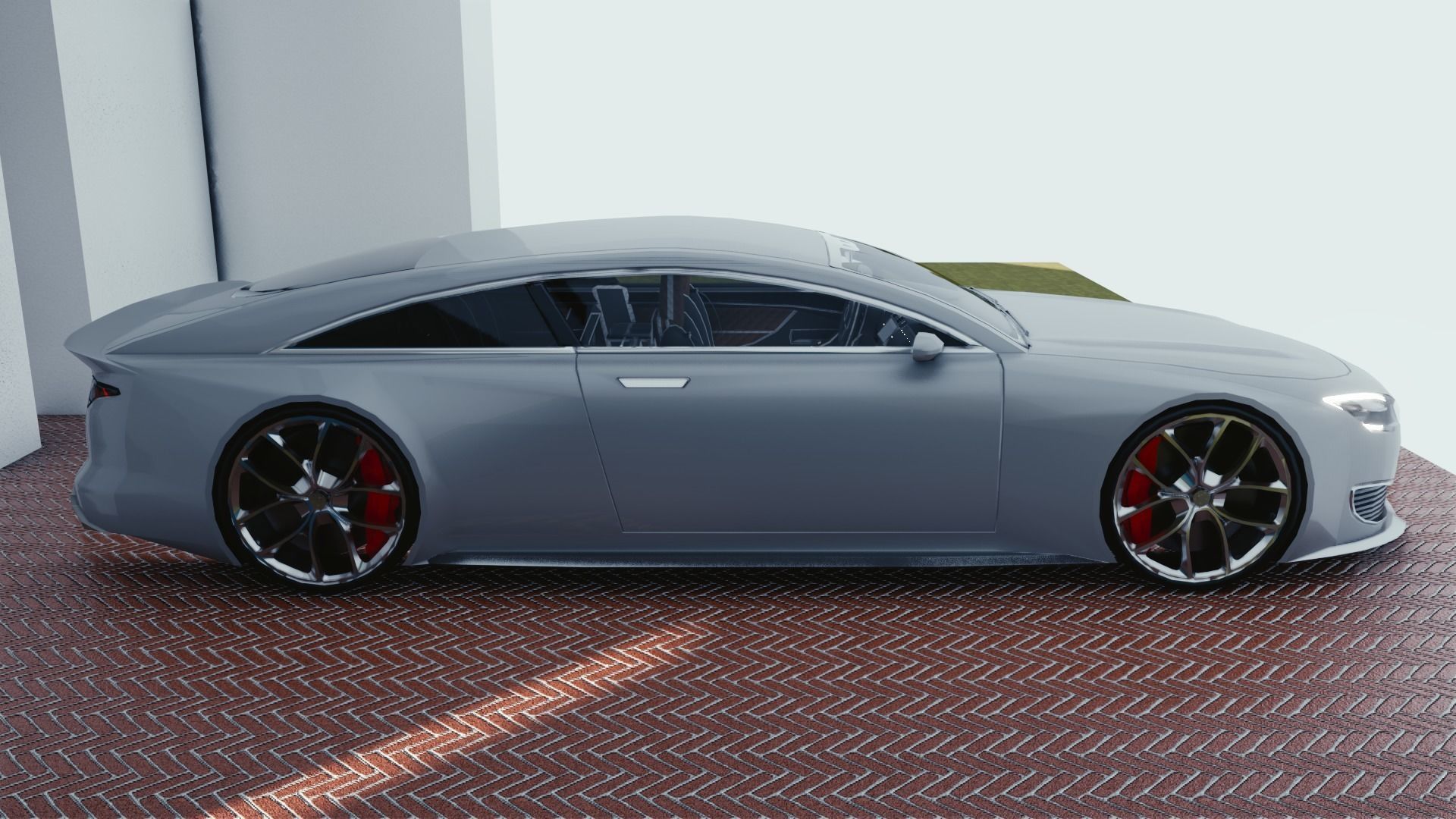 BLENDER EEVEE Brandless Extended Wheelbase 2 door coupe Low-poly 3D model_1