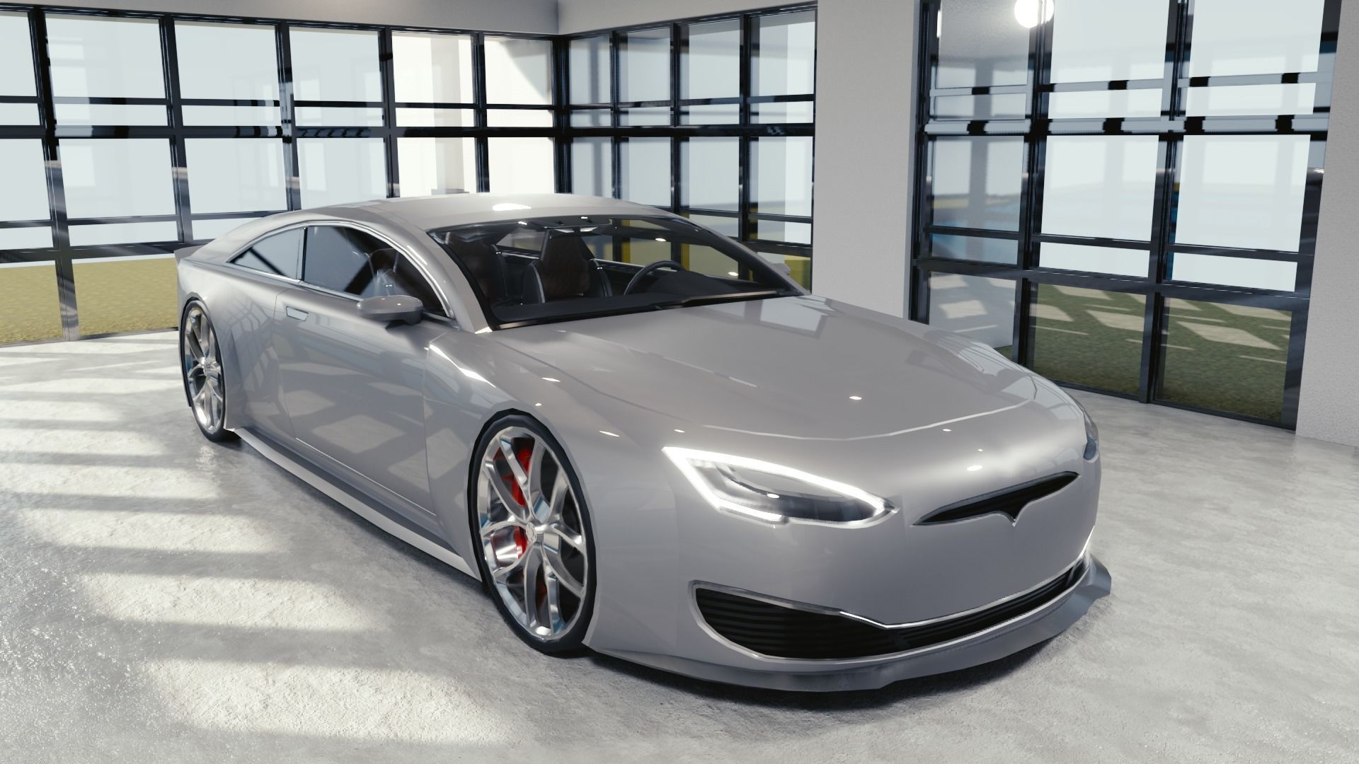 BLENDER EEVEE Brandless Extended Wheelbase 2 door coupe Low-poly 3D model_3