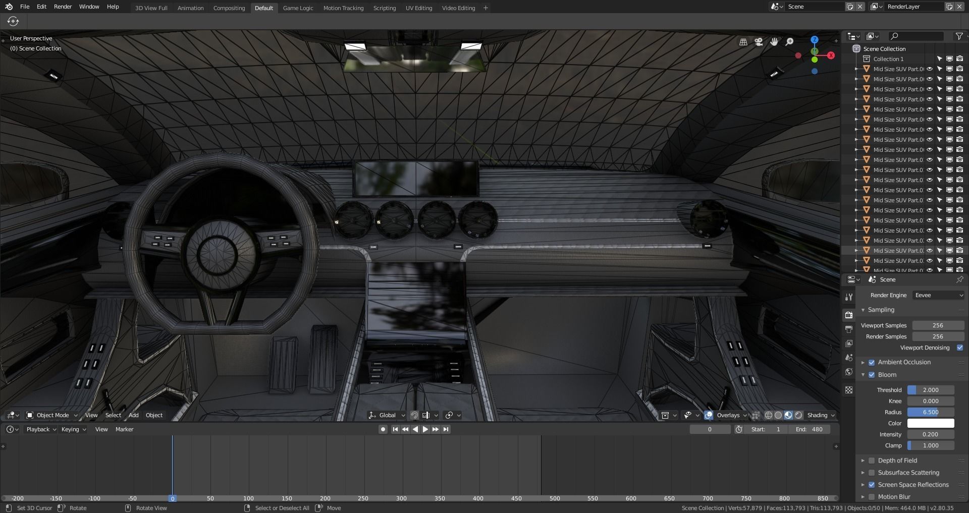 BLENDER EEVEE Brandless Mid Size 4 door suv Low-poly 3D model_14