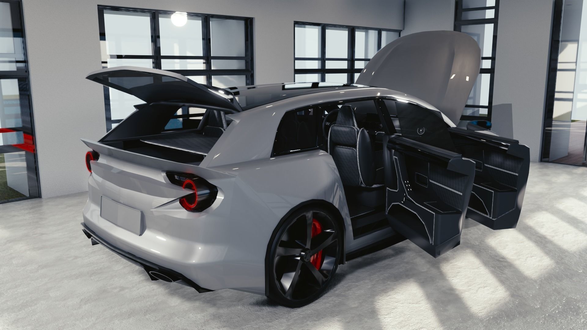 BLENDER EEVEE Brandless Mid Size 4 door suv Low-poly 3D model_11