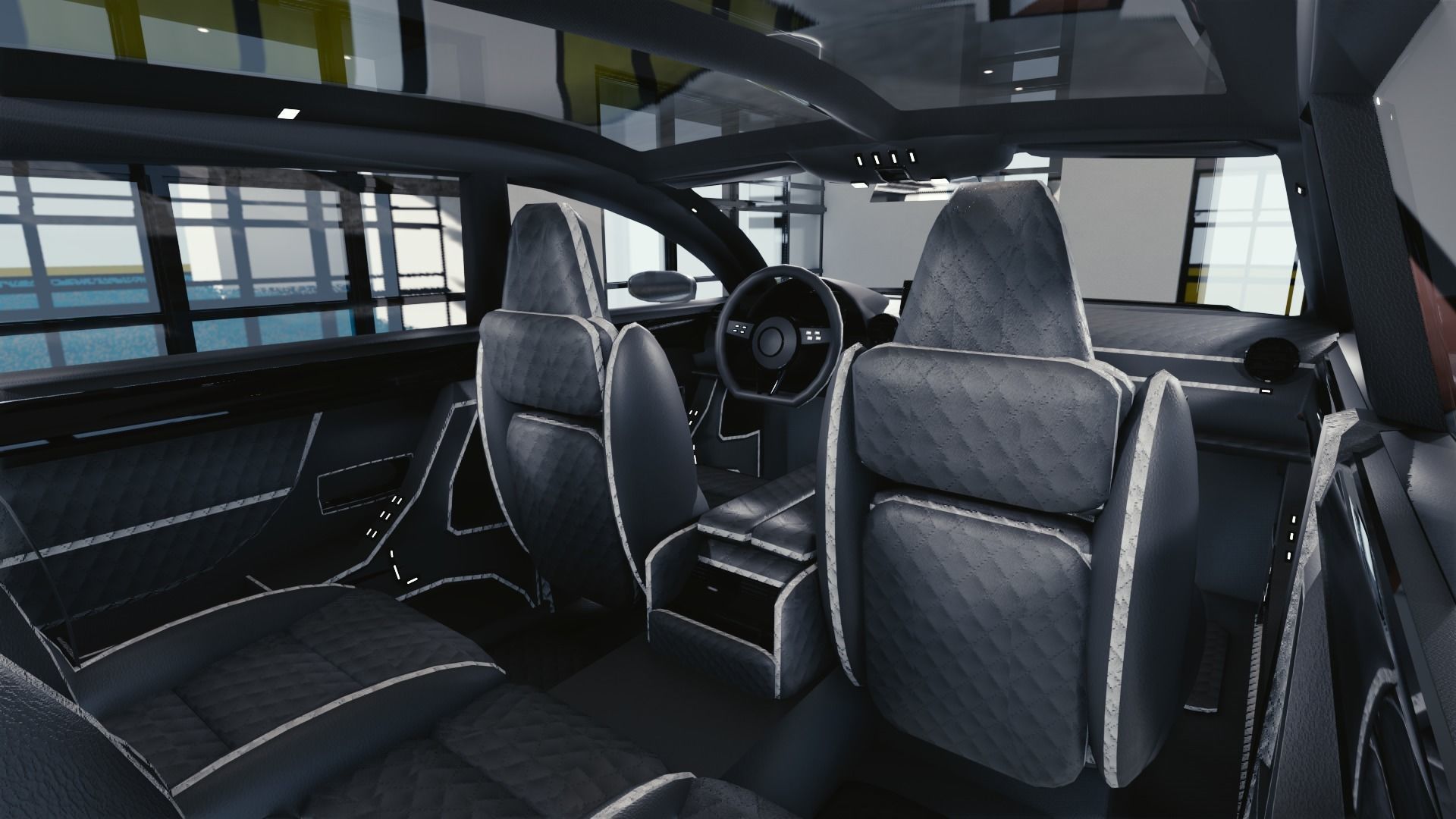 BLENDER EEVEE Brandless Mid Size 4 door suv Low-poly 3D model_9