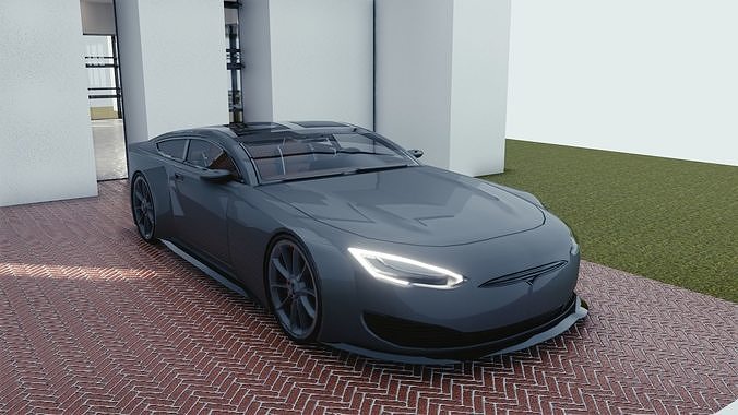 BLENDER EEVEE Brandless Sports GT coupe Low-poly 3D model