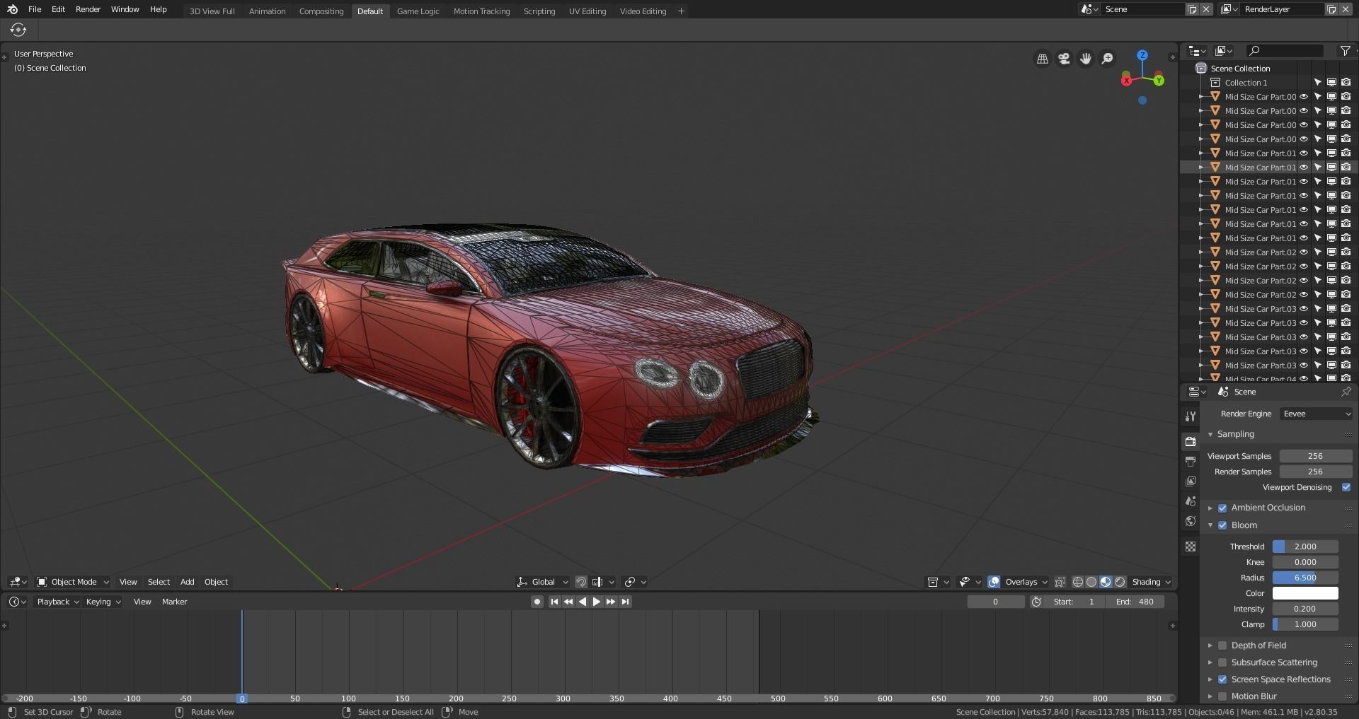 BLENDER EEVEE Brandless Mid Size 2 door shooting brake Low-poly 3D model_12