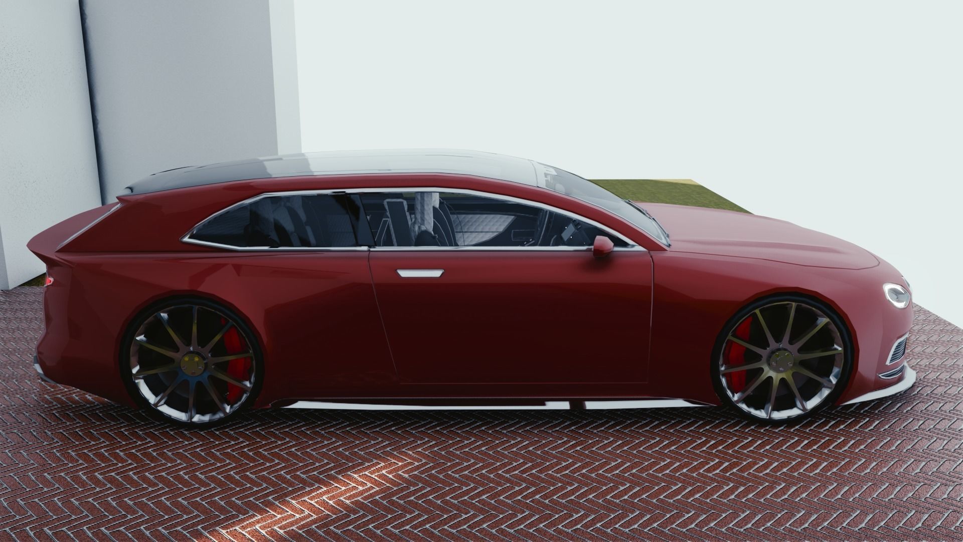 BLENDER EEVEE Brandless Mid Size 2 door shooting brake Low-poly 3D model_1