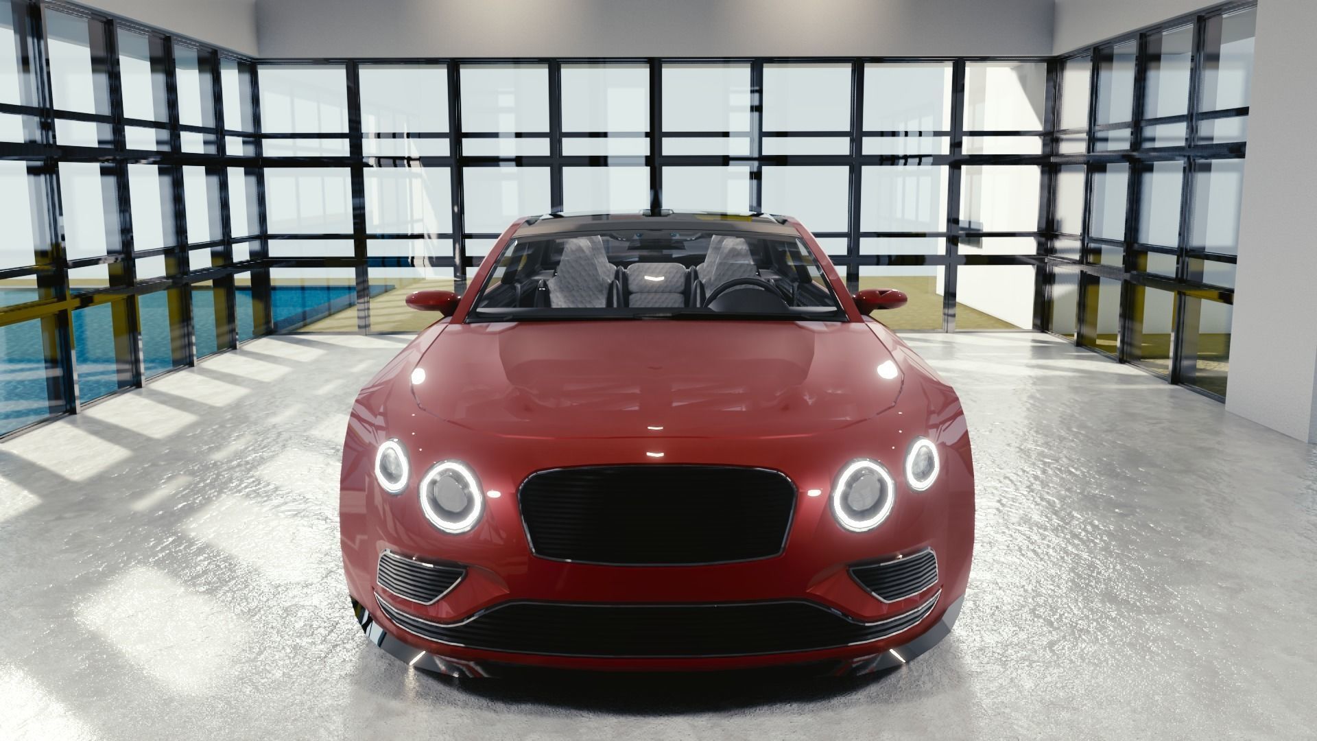 BLENDER EEVEE Brandless Mid Size 2 door shooting brake Low-poly 3D model_4