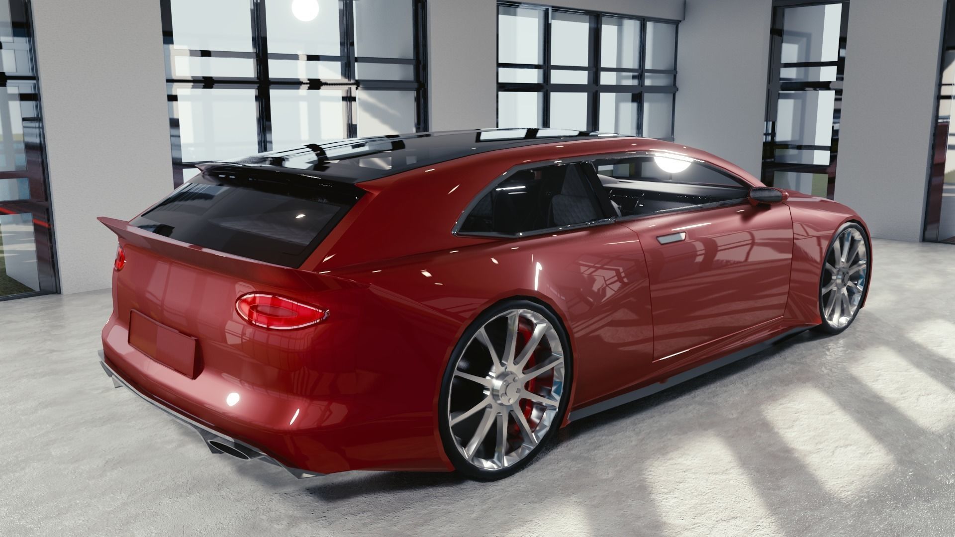 BLENDER EEVEE Brandless Mid Size 2 door shooting brake Low-poly 3D model_3