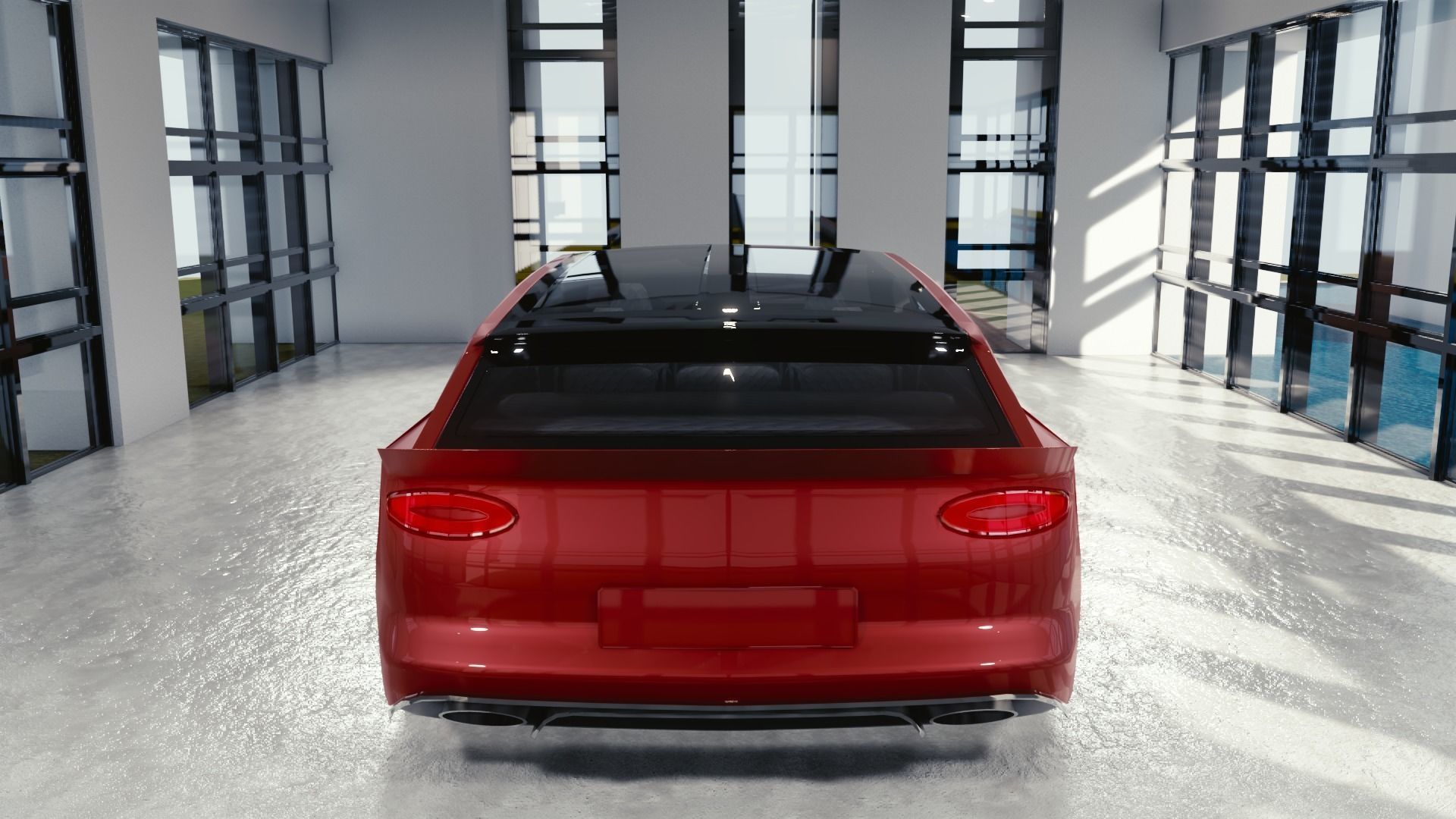 BLENDER EEVEE Brandless Mid Size 2 door shooting brake Low-poly 3D model_5