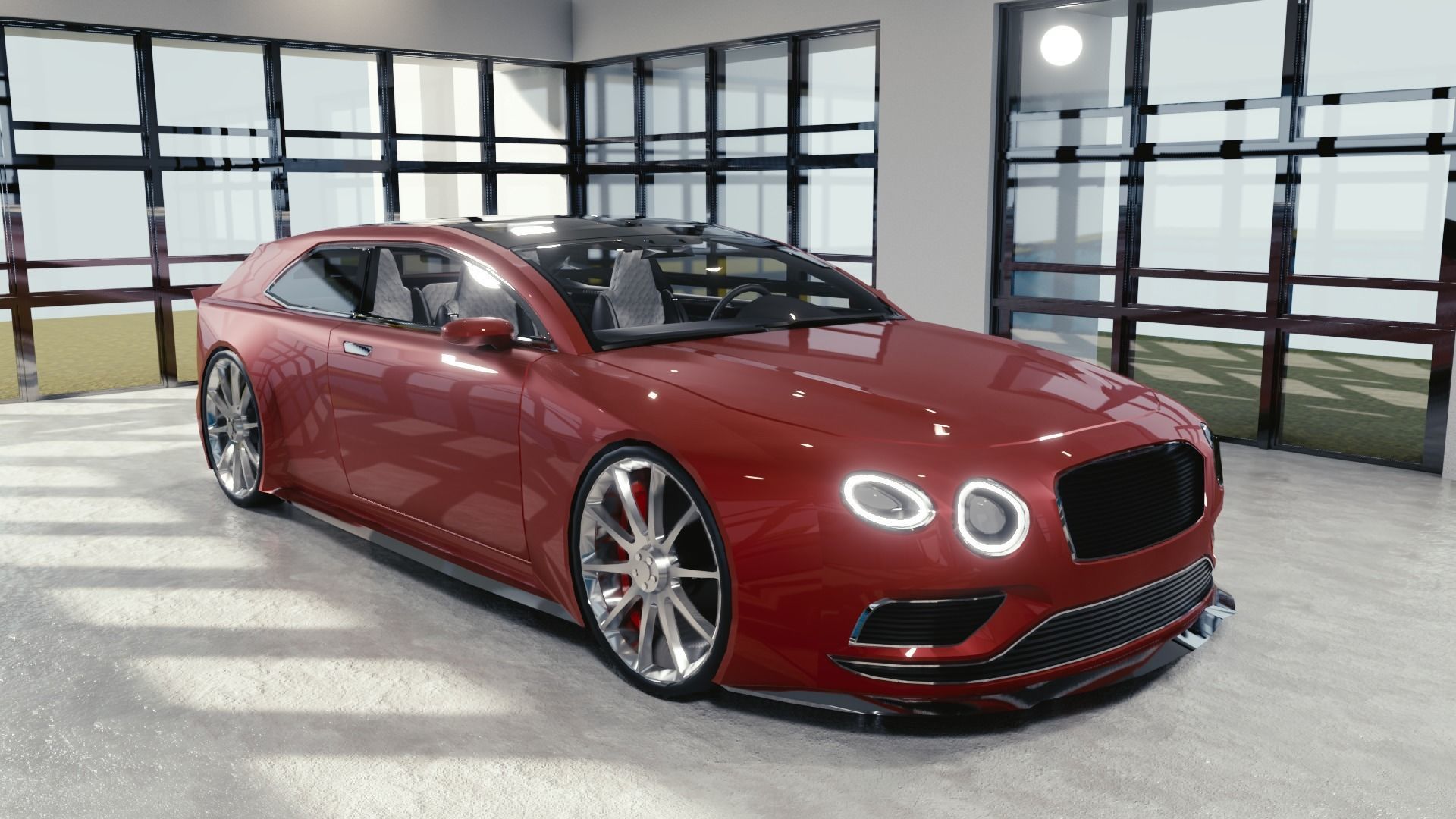 BLENDER EEVEE Brandless Mid Size 2 door shooting brake Low-poly 3D model_2