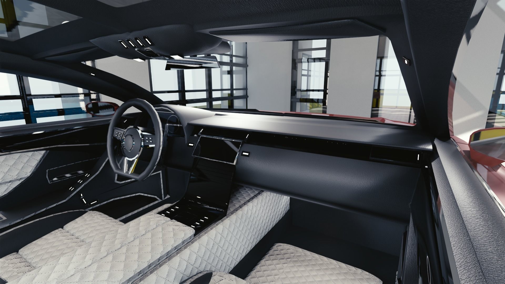 BLENDER EEVEE Brandless Mid Size 2 door shooting brake Low-poly 3D model_6