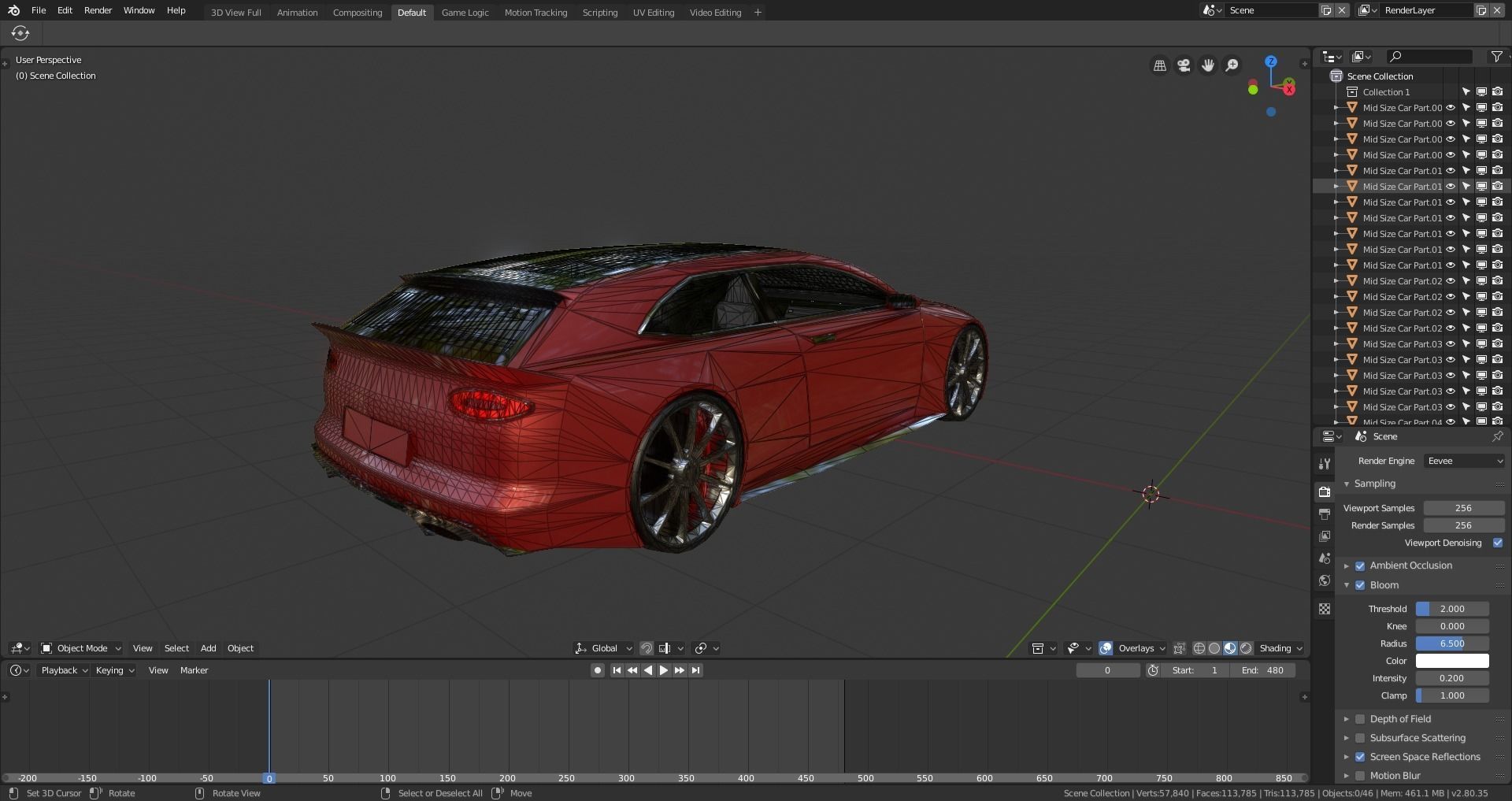 BLENDER EEVEE Brandless Mid Size 2 door shooting brake Low-poly 3D model_13