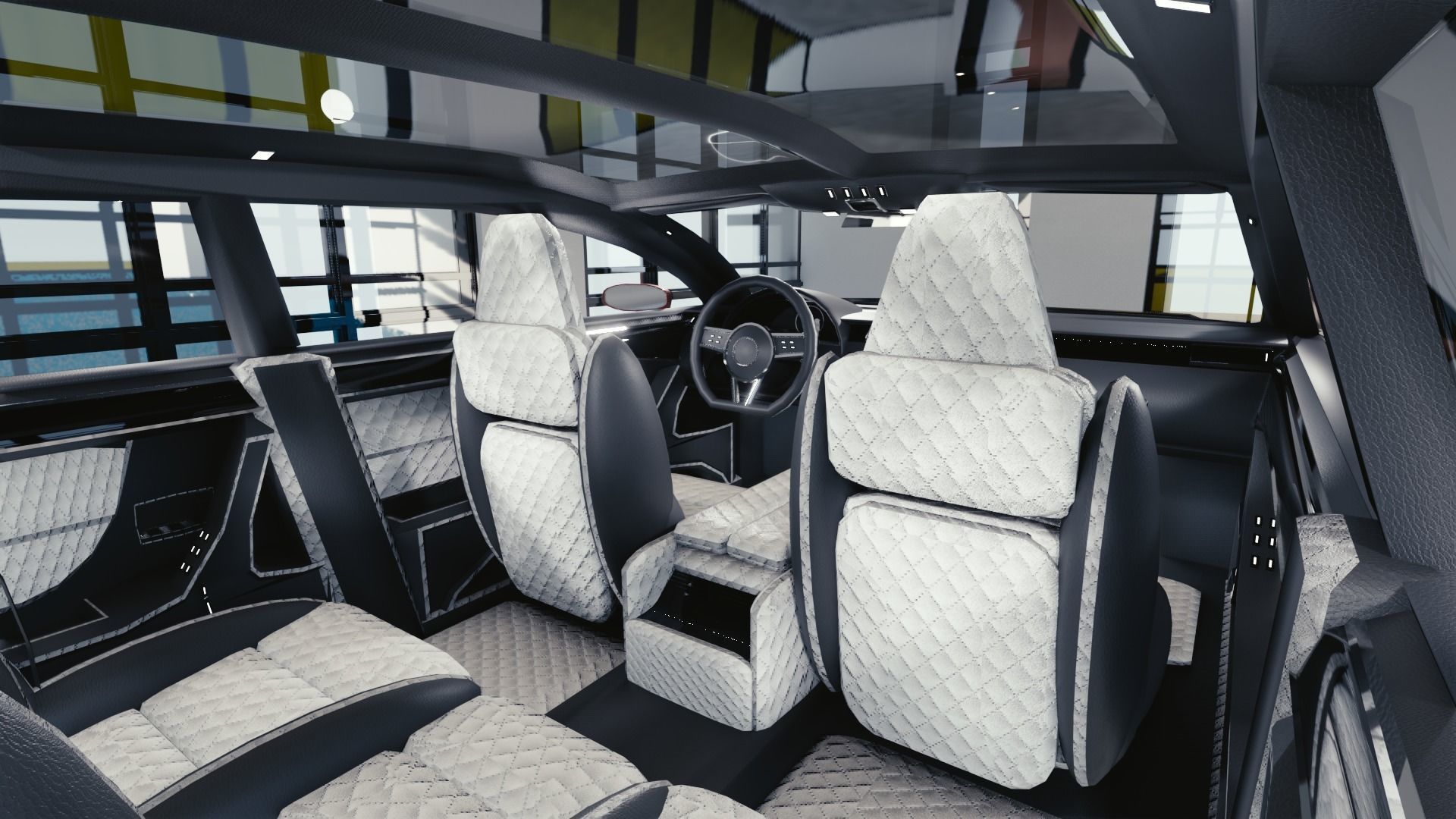 BLENDER EEVEE Brandless Mid Size 2 door shooting brake Low-poly 3D model_8