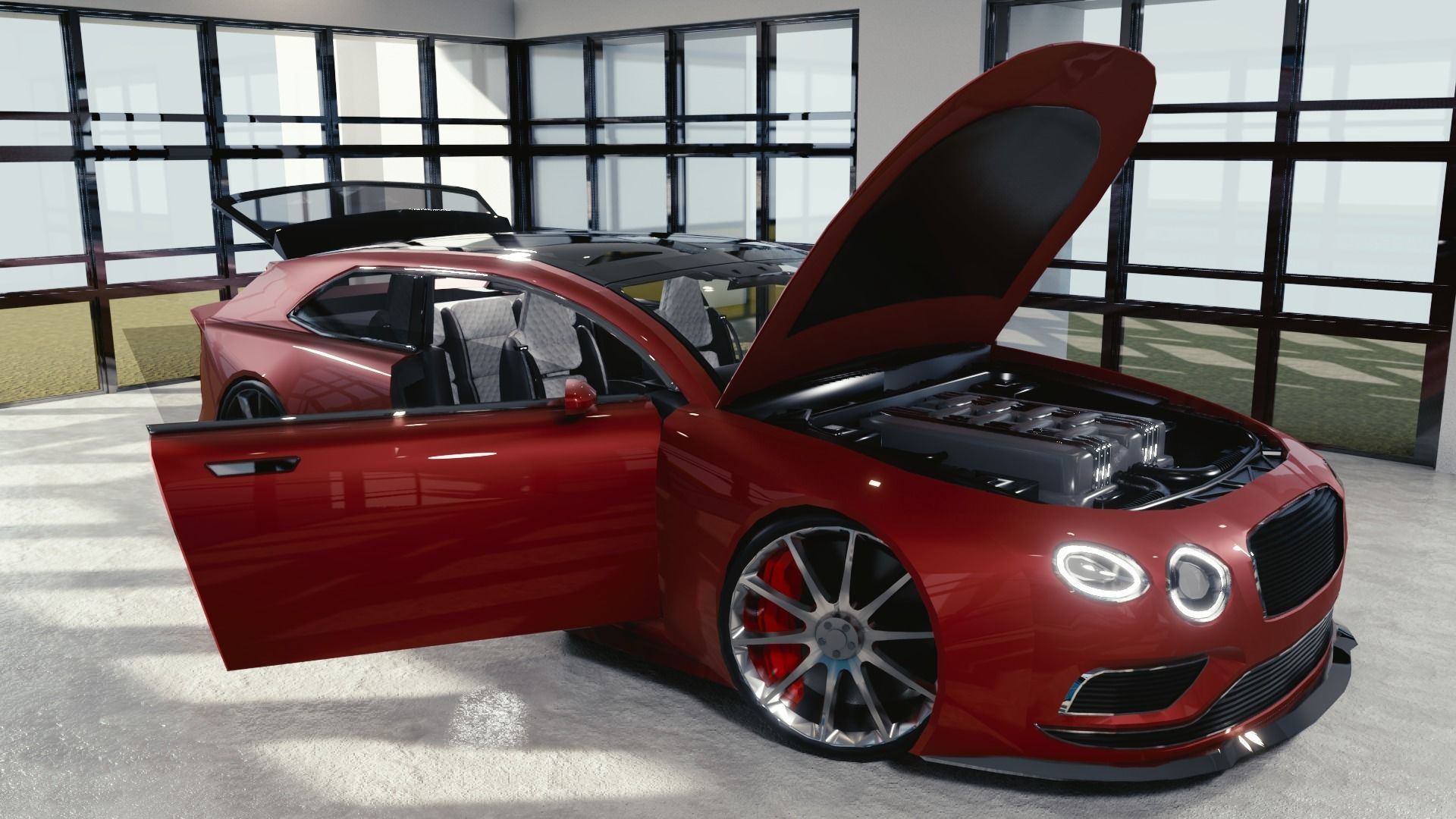 BLENDER EEVEE Brandless Mid Size 2 door shooting brake Low-poly 3D model_10