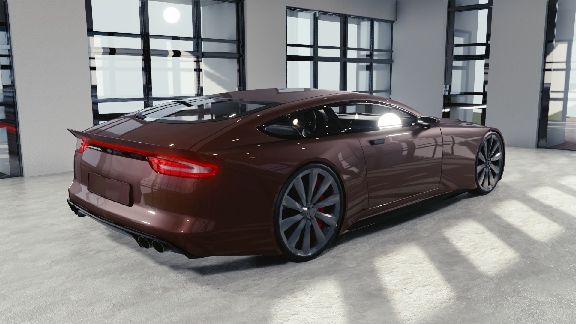 BLENDER EEVEE Brandless Sports GT coupe Low-poly 3D model_3