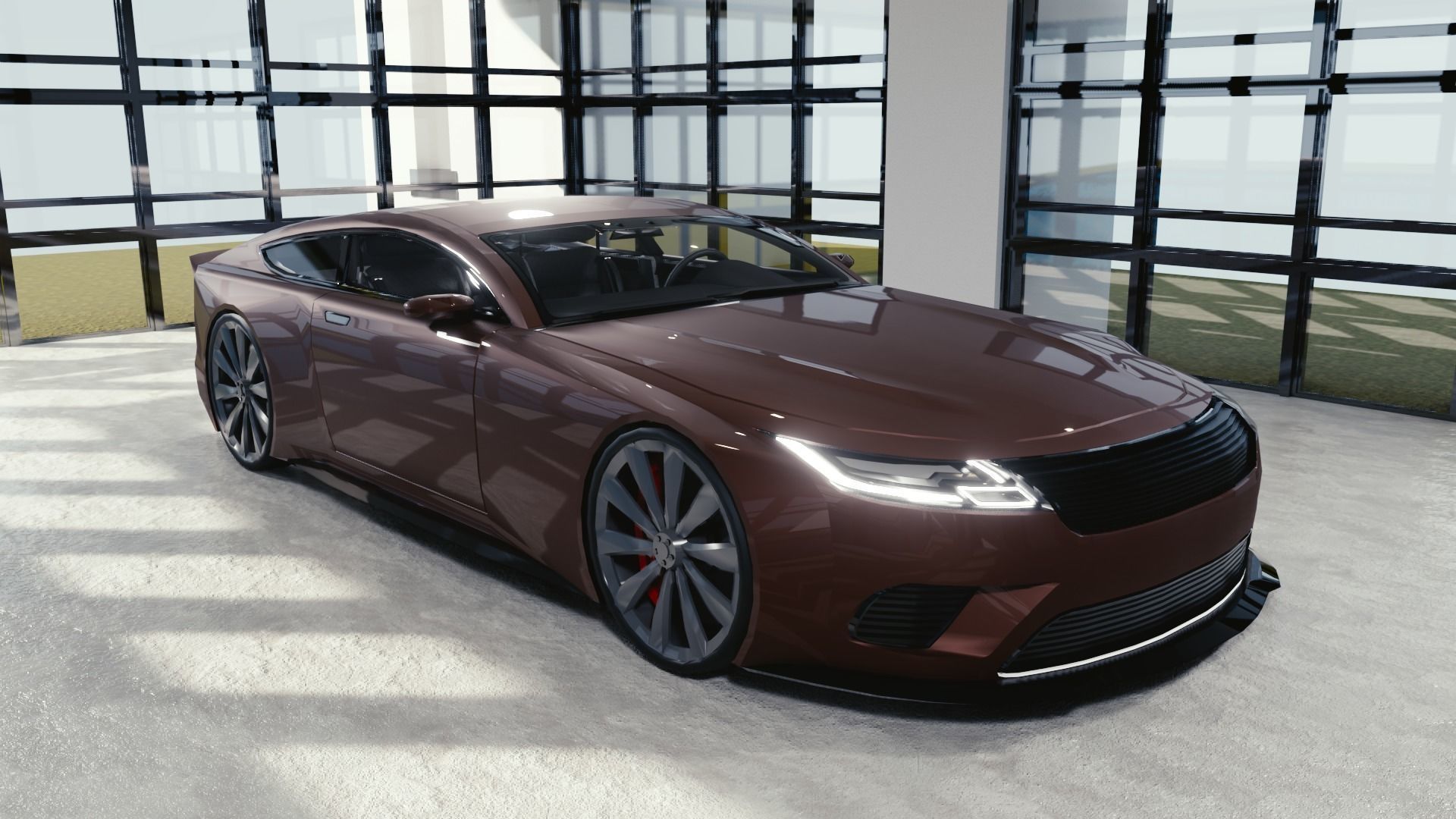 BLENDER EEVEE Brandless Sports GT coupe Low-poly 3D model_2